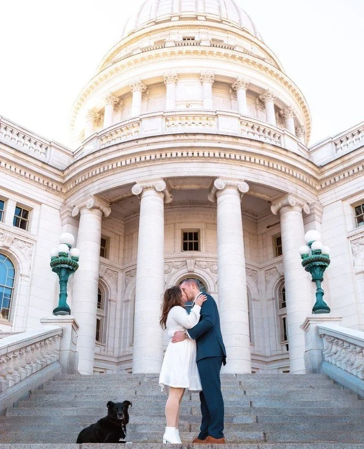 ──────────────────────────────────────────────────────────────────────⁠
Just them. Their moms. Their dog Pongo. The Wisconsin State Capitol in January.⁠
⁠
No venue coordinator. No seating chart. No timeline. Just two people who decided the most impor