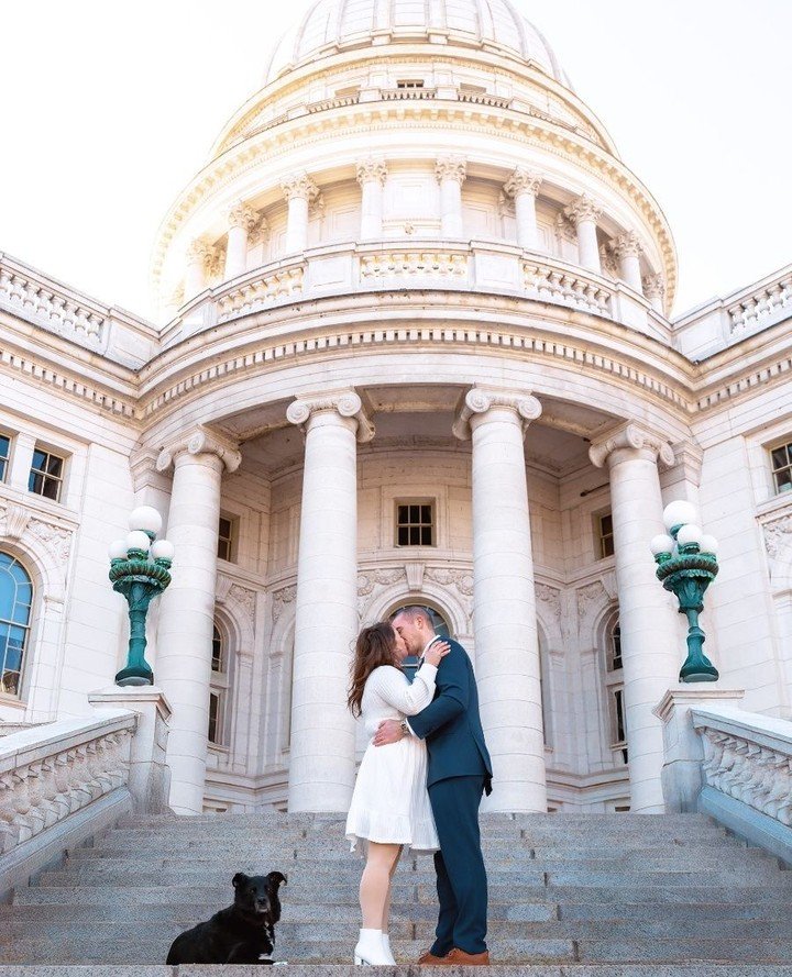 Just them. Their moms. Their dog Pongo. The Wisconsin State Capitol in January.⁠
⁠
No venue coordinator. No seating chart. No timeline. Just two people who decided the most important thing was the commitment &mdash; and kept everything else quiet.⁠
⁠