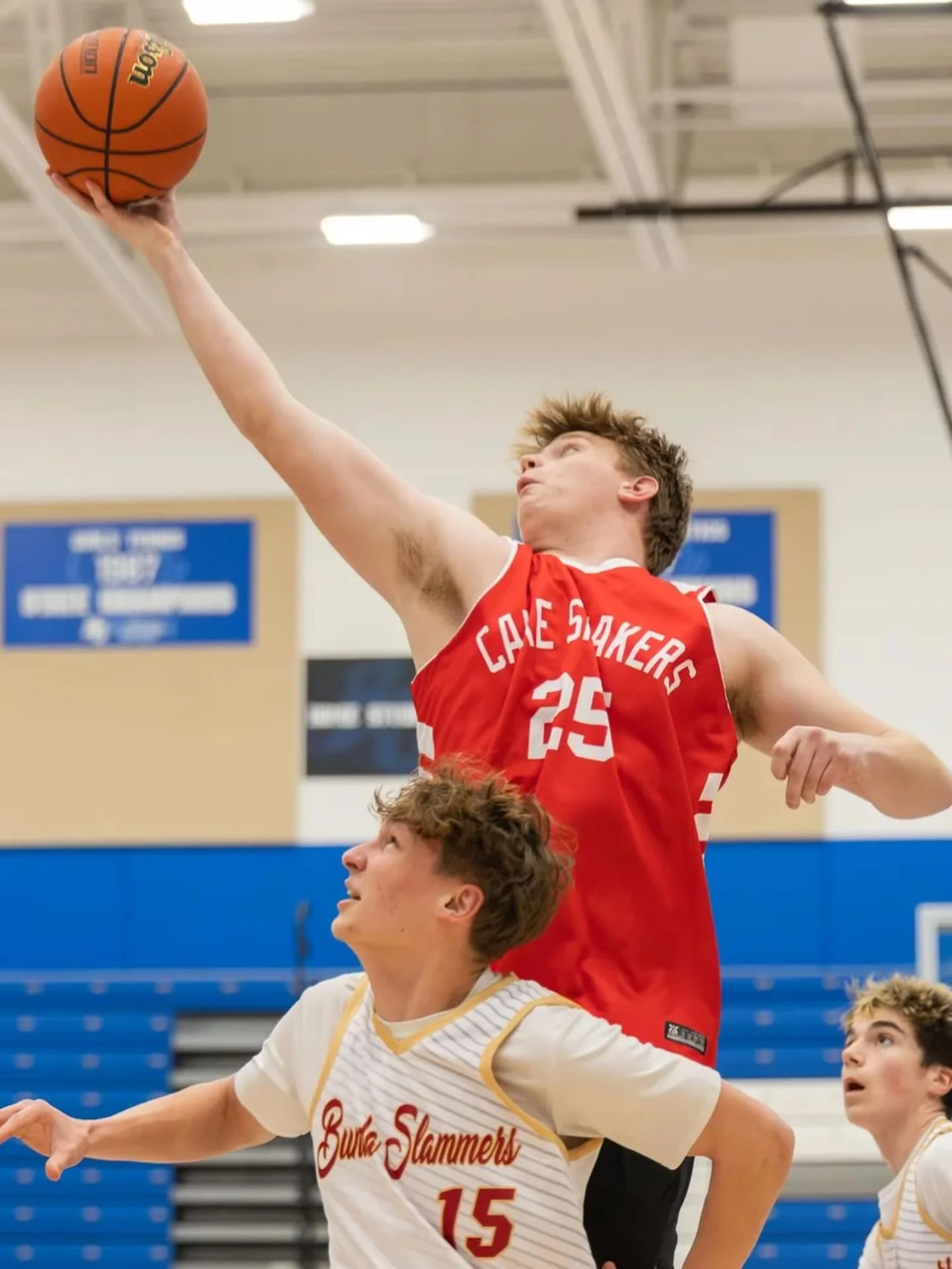 The league champion Cake Shakers. 🏆Putting their football skills to test on the court. 

Final Championship game this Weds Night! 

Ps they still make the same faces they&rsquo;ve made since 7th grade JR Lancers 😬