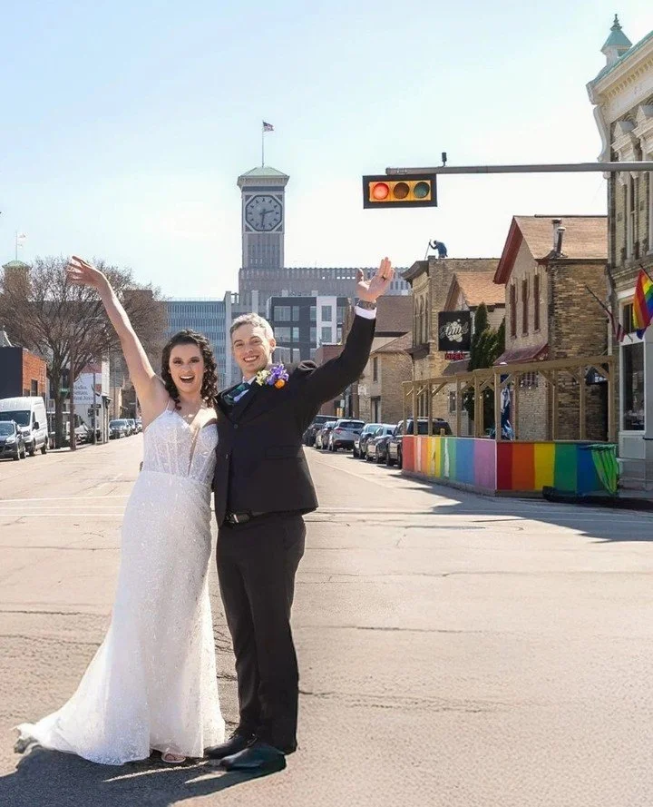 He proposed on a glacier. In Wrangell&ndash;St. Elias National Park. While hiking.⁠
⁠
And then they took their own engagement photos while they were there because of course they did. These are my people.⁠
⁠
Abbie and Jesse met online in 2019, right b