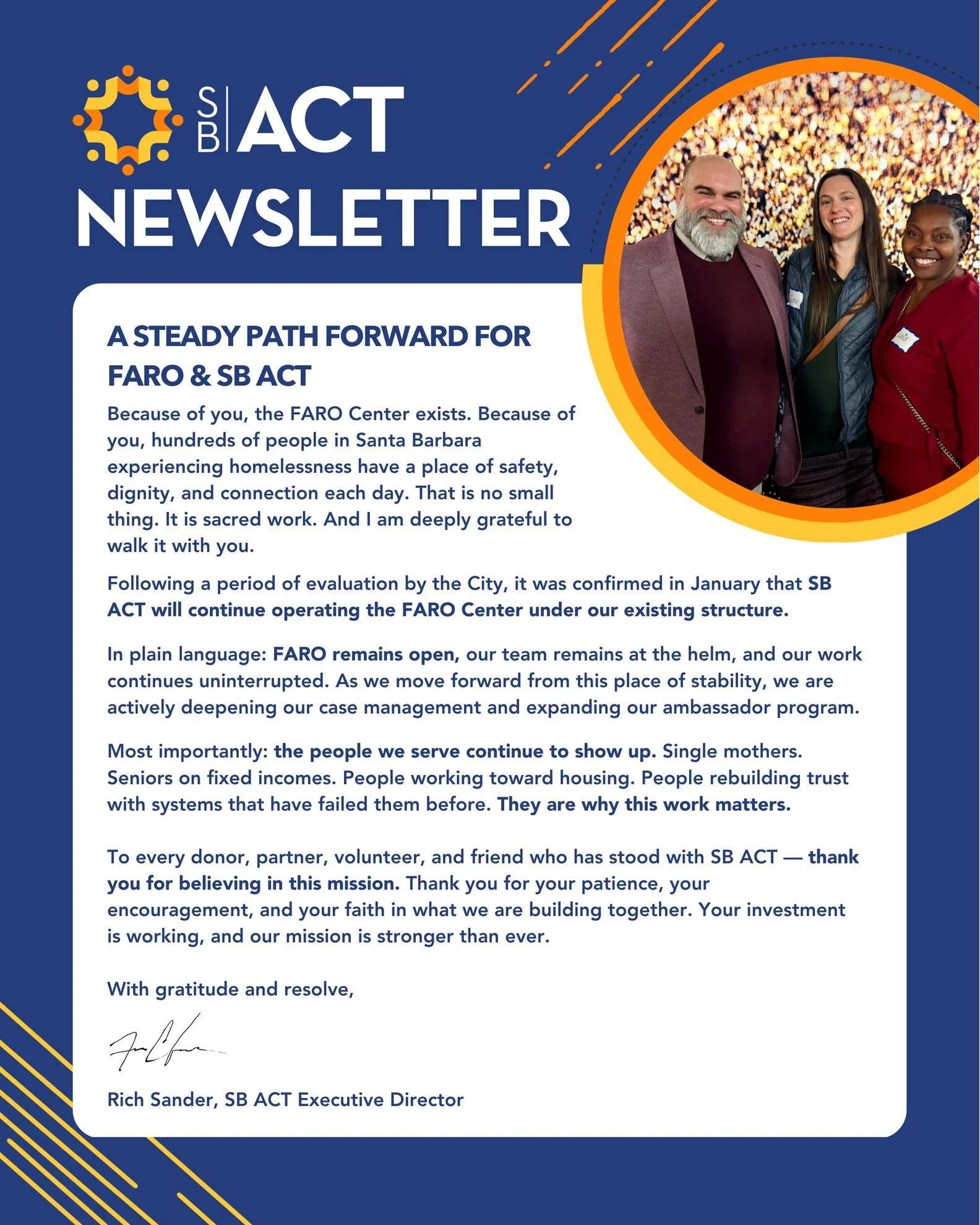 As March comes to a close, we still have a space for people to navigate housing and feel cared for and respected. FARO remains open, and we remain dedicated to the work and the people who need it most. Learn what SB ACT has been up to these past few 