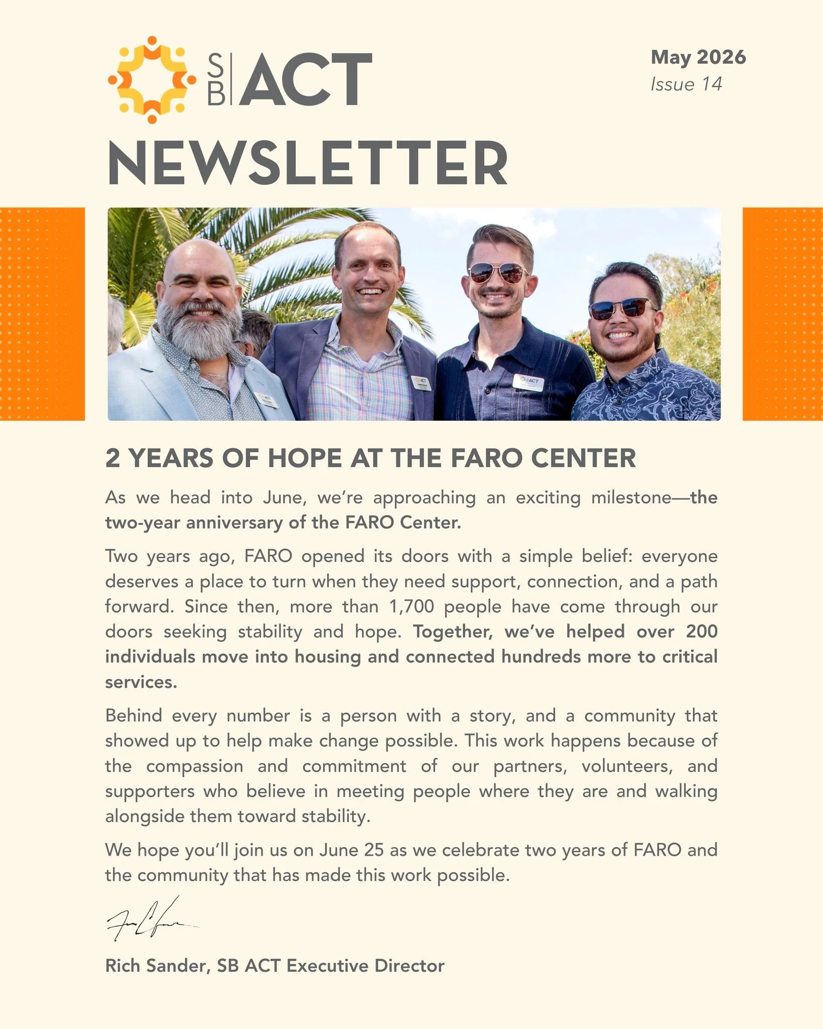The FARO Center is celebrating two years of providing hope and stability to our community! Please join us for our 2nd Year Anniversary Celebration on June 25th from 5:00 PM to 6:30 PM at the FARO Center. Since opening, we have welcomed over 1,700 ind