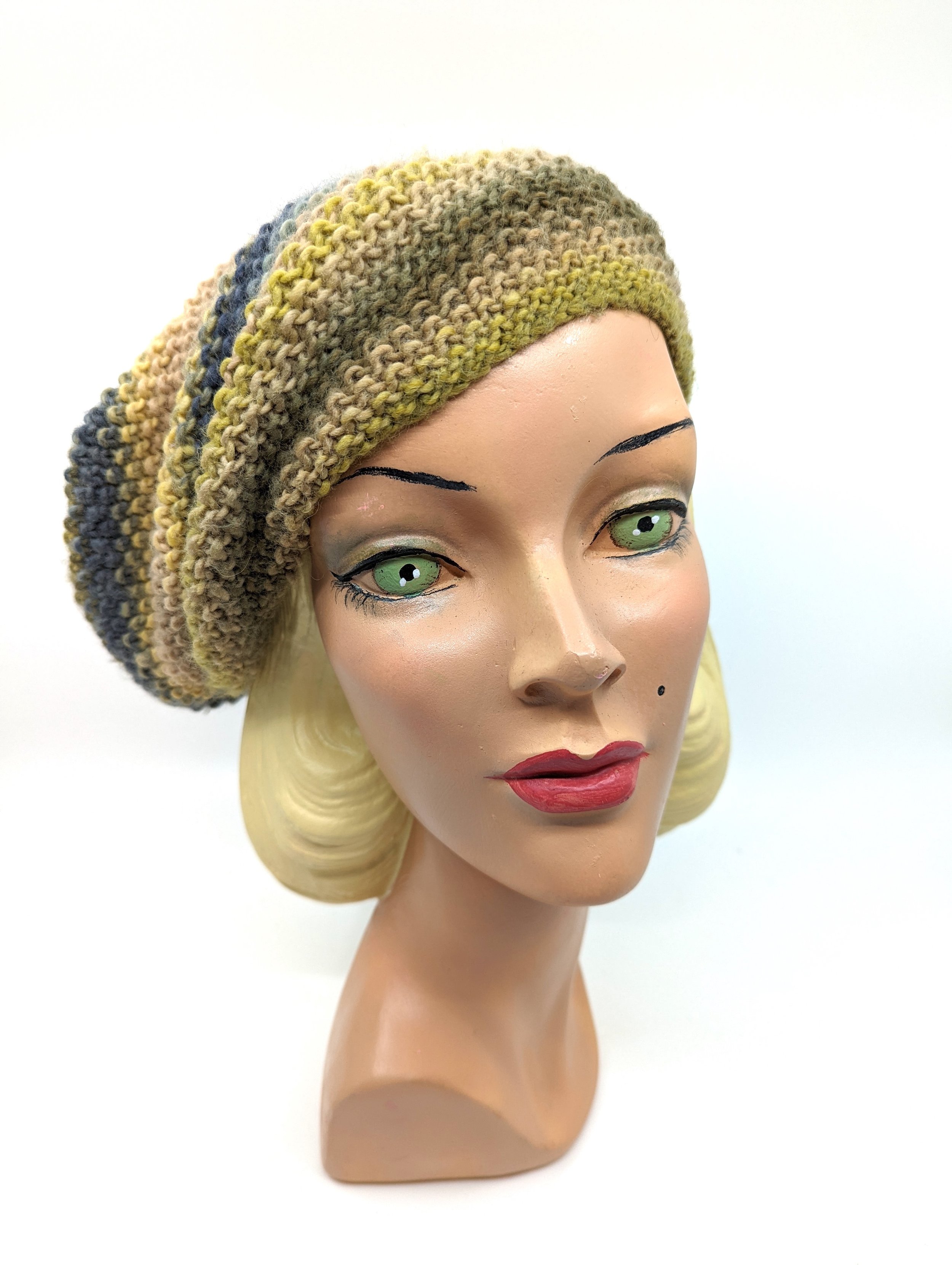 The House of Hats Whirl Stripe handmade knitted Beanie Millinery Australia .jpg
