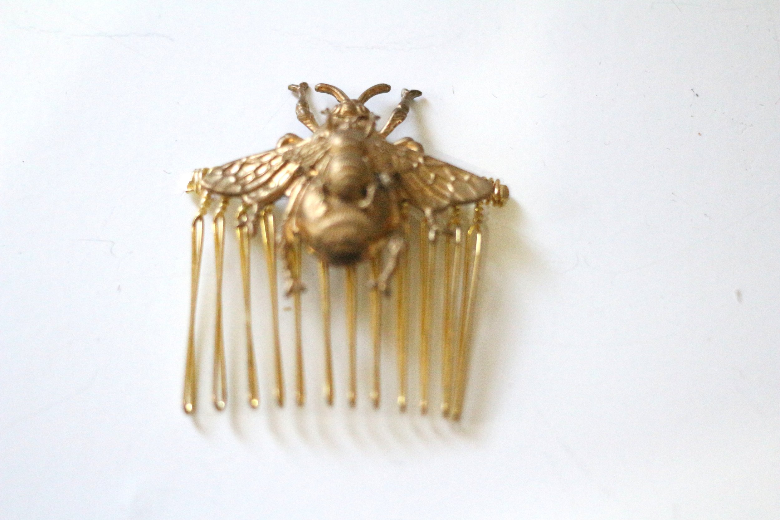 QUEEN BEE Gold Brass Hair Comb | The House Of Hats