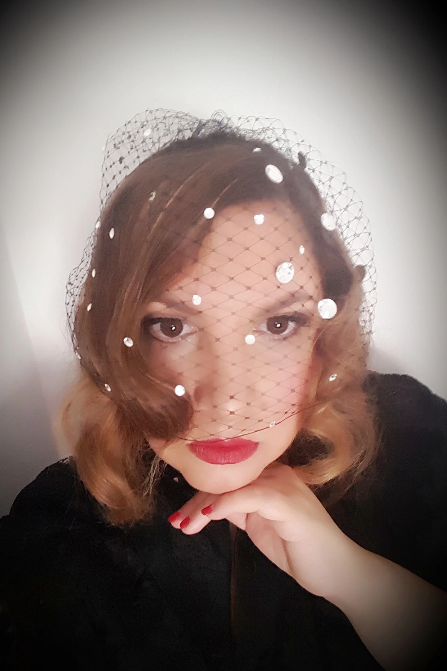 vintage style black veil 