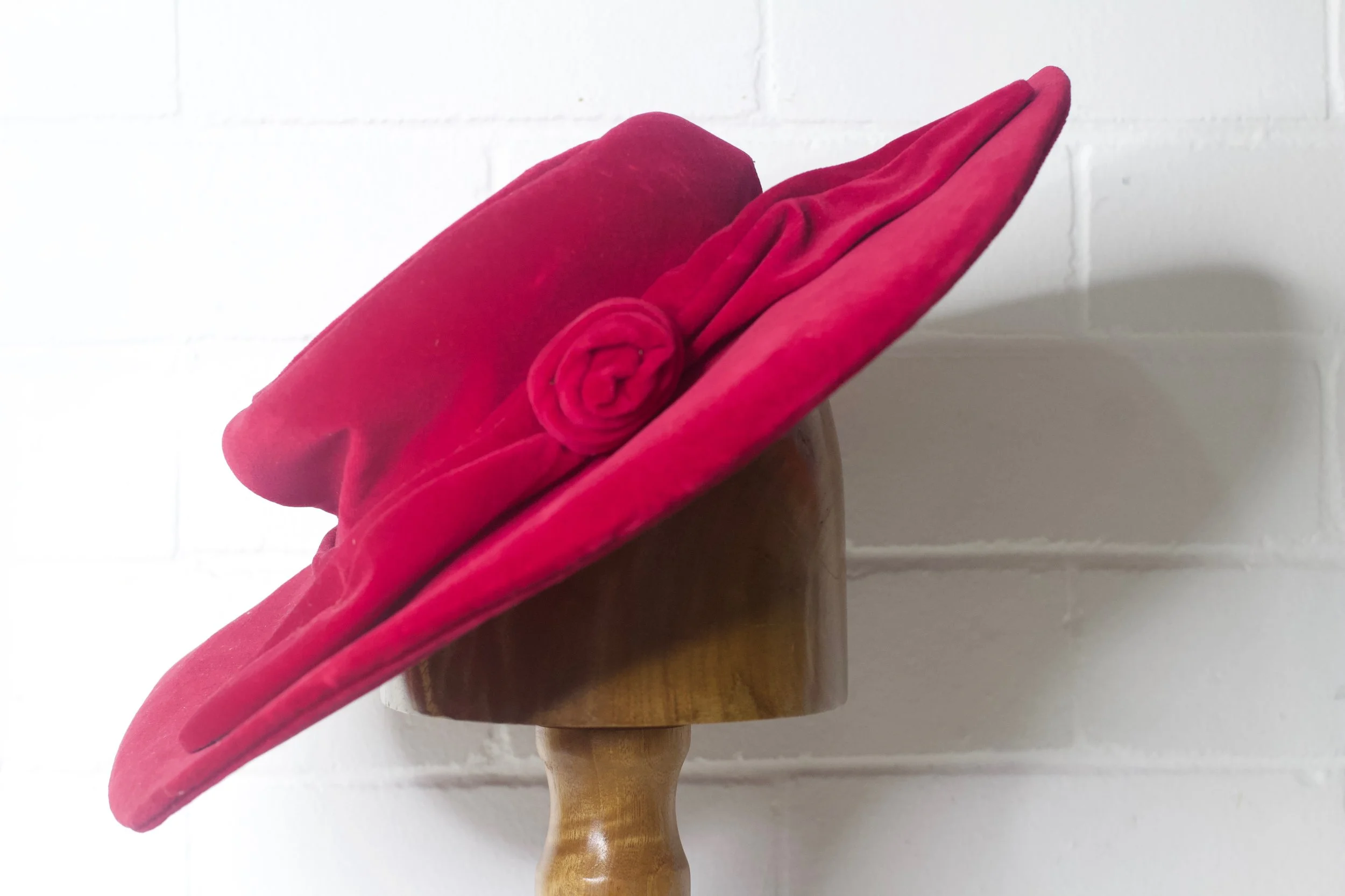 The House of hats 1950s red velvet hat .jpeg