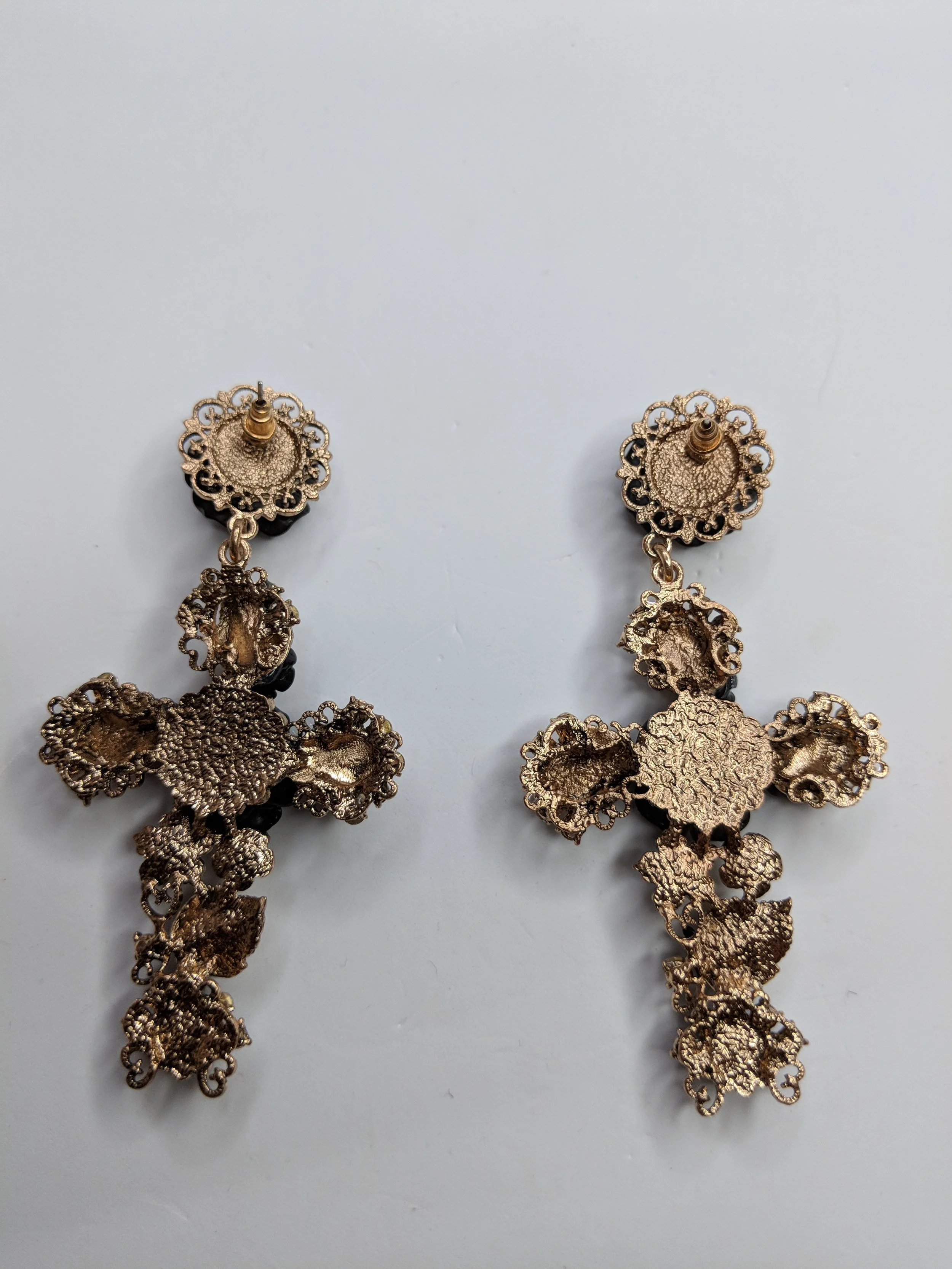 The House of Hats Baroque Rose black Cross Earrings Hat Shop Syndey .jpg