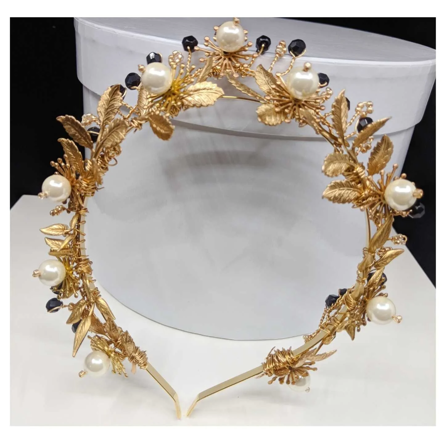 The House Of Hats Dolce Vita Gold Brass Leaf Crown Bridal Accessories Milliner Sydney .jpg