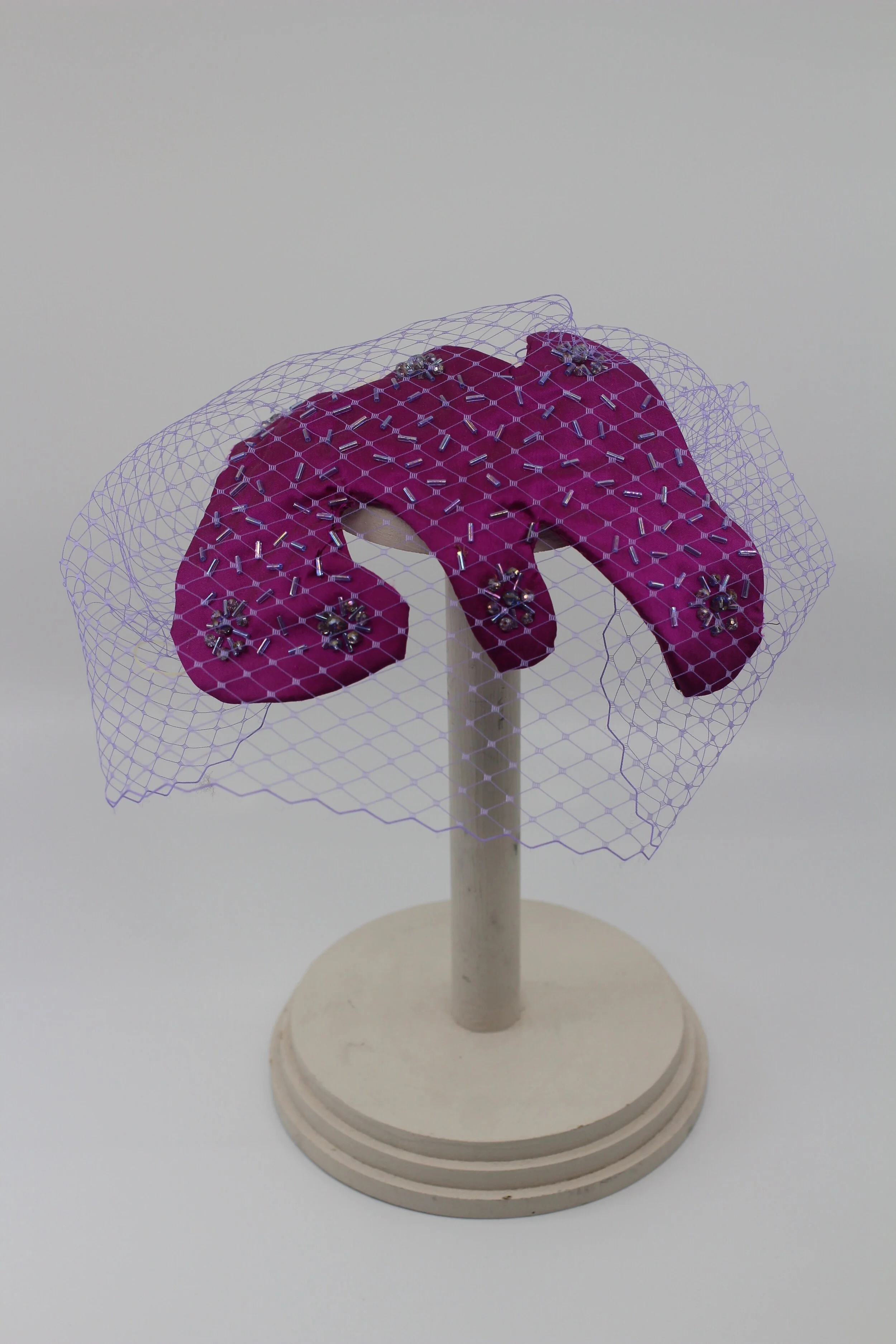 The House Of Hats Purple 50s Silk Beaded Headpiece Milliner Sydney Hat shop Sydney Accessories Sydney .jpeg