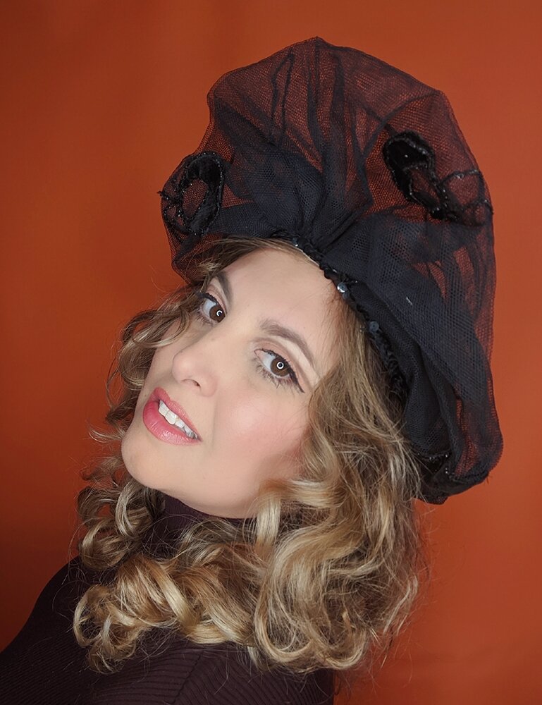 The House Of Hats Black 60s Net Puff Hat .jpg