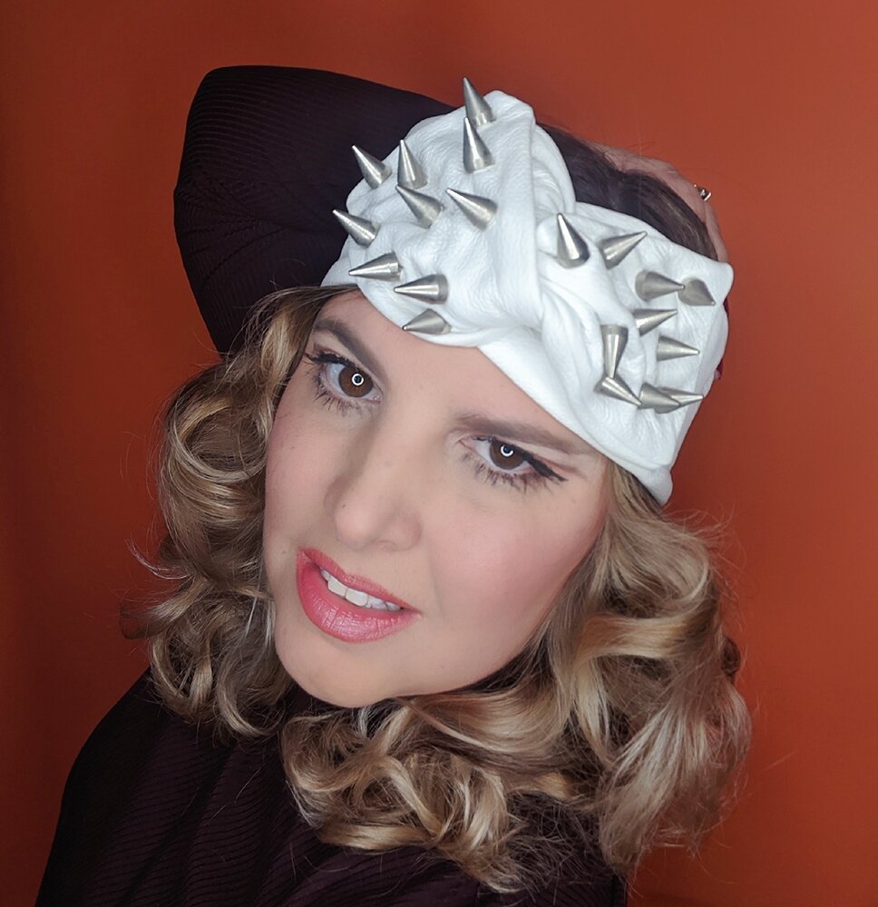 The House Of Hats White Leather Stud Punk Turban Hats Australia .jpg