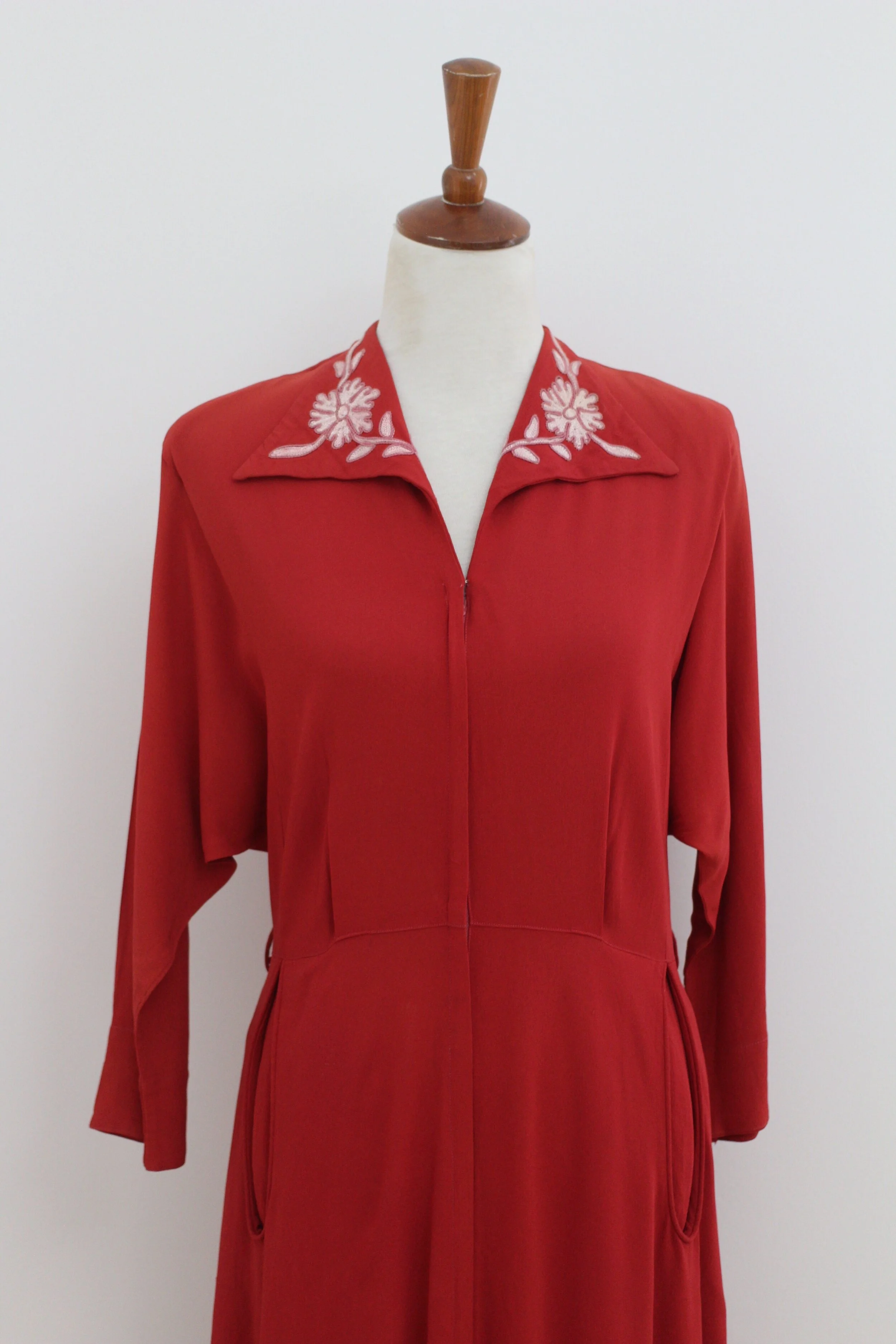The Deco Doll 1940s red crepe dress .jpeg