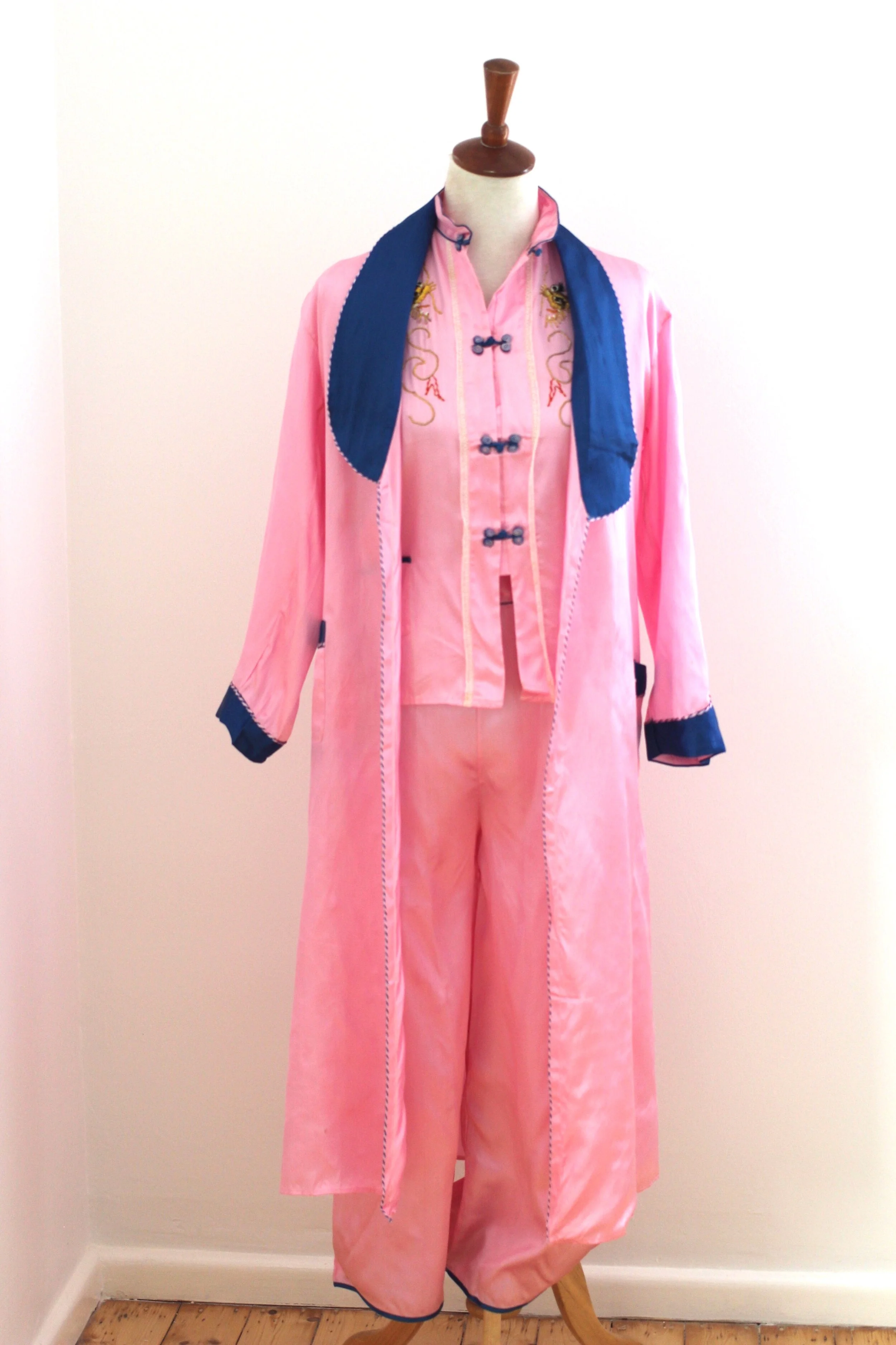 The Deco Doll Vintage 1940s Pink Satin Pyjamas set true vintage Sydney Australia .jpeg