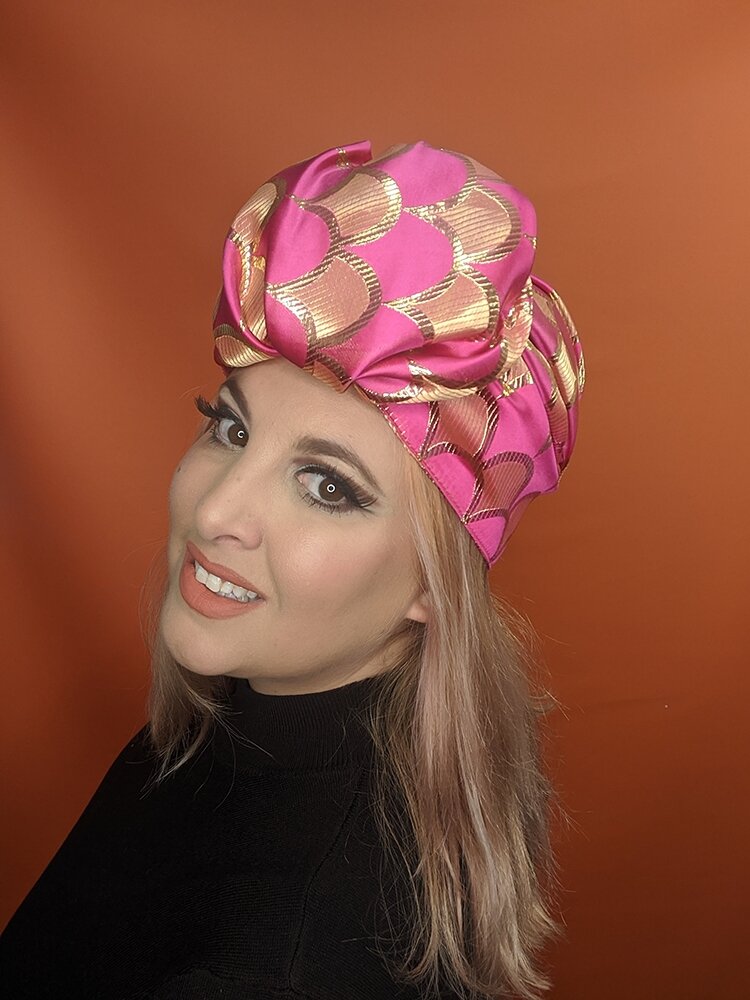 The House Of Hats Pink Revival turban Millinery Australia .jpg