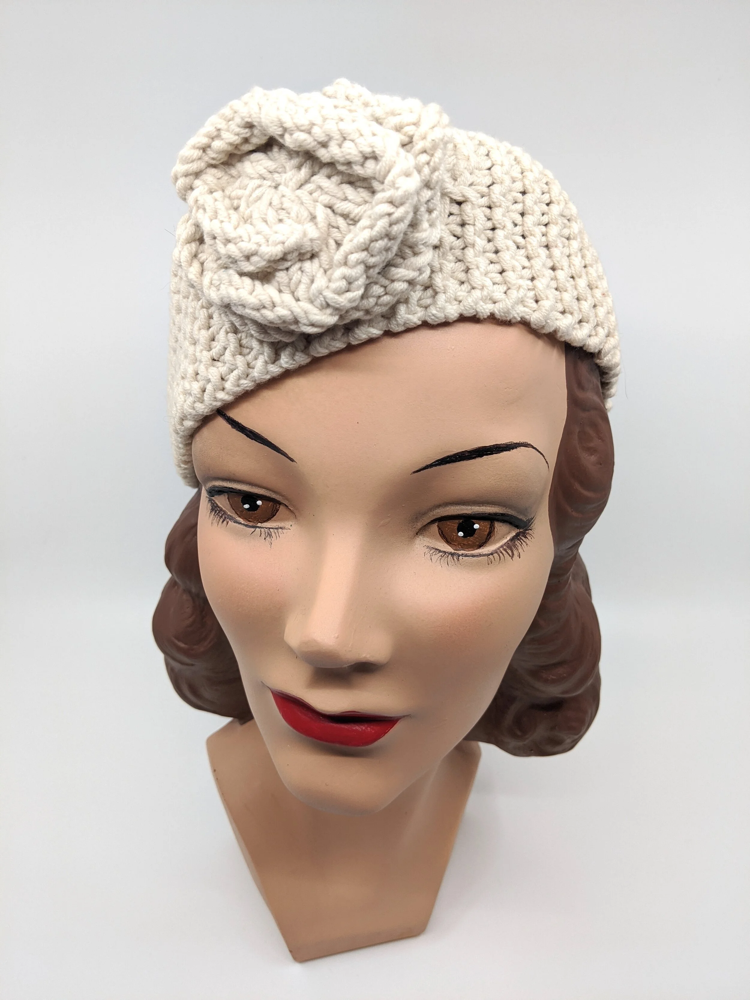 The House Of Hats Cream Knitted wool headband Millinery Sydney .jpg