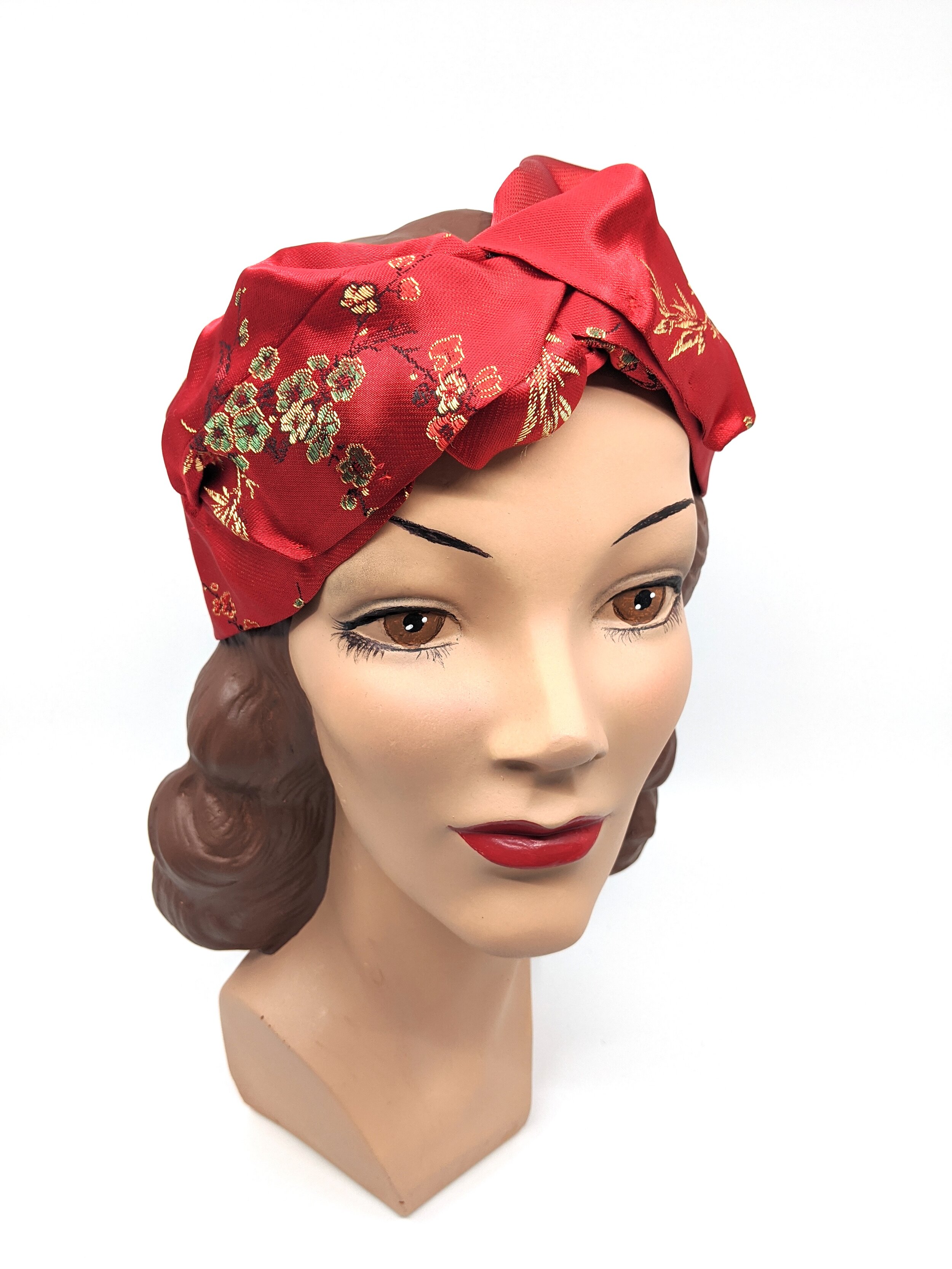 The House Of Hats Red Satin Headpiece MillInery Sydney .jpg