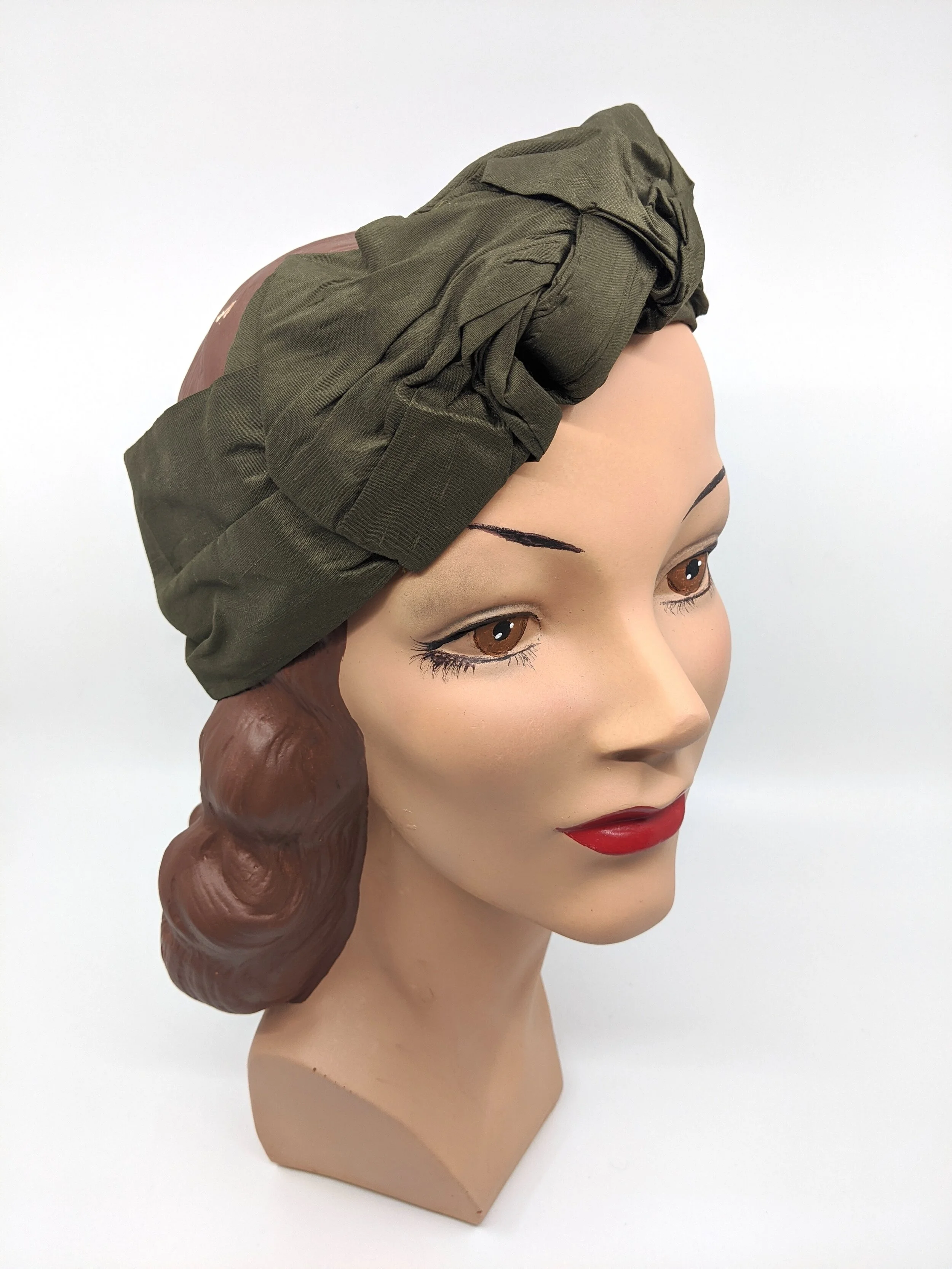 The House Of Hats Silk Olive Headpiece Millinery Sydney .jpg