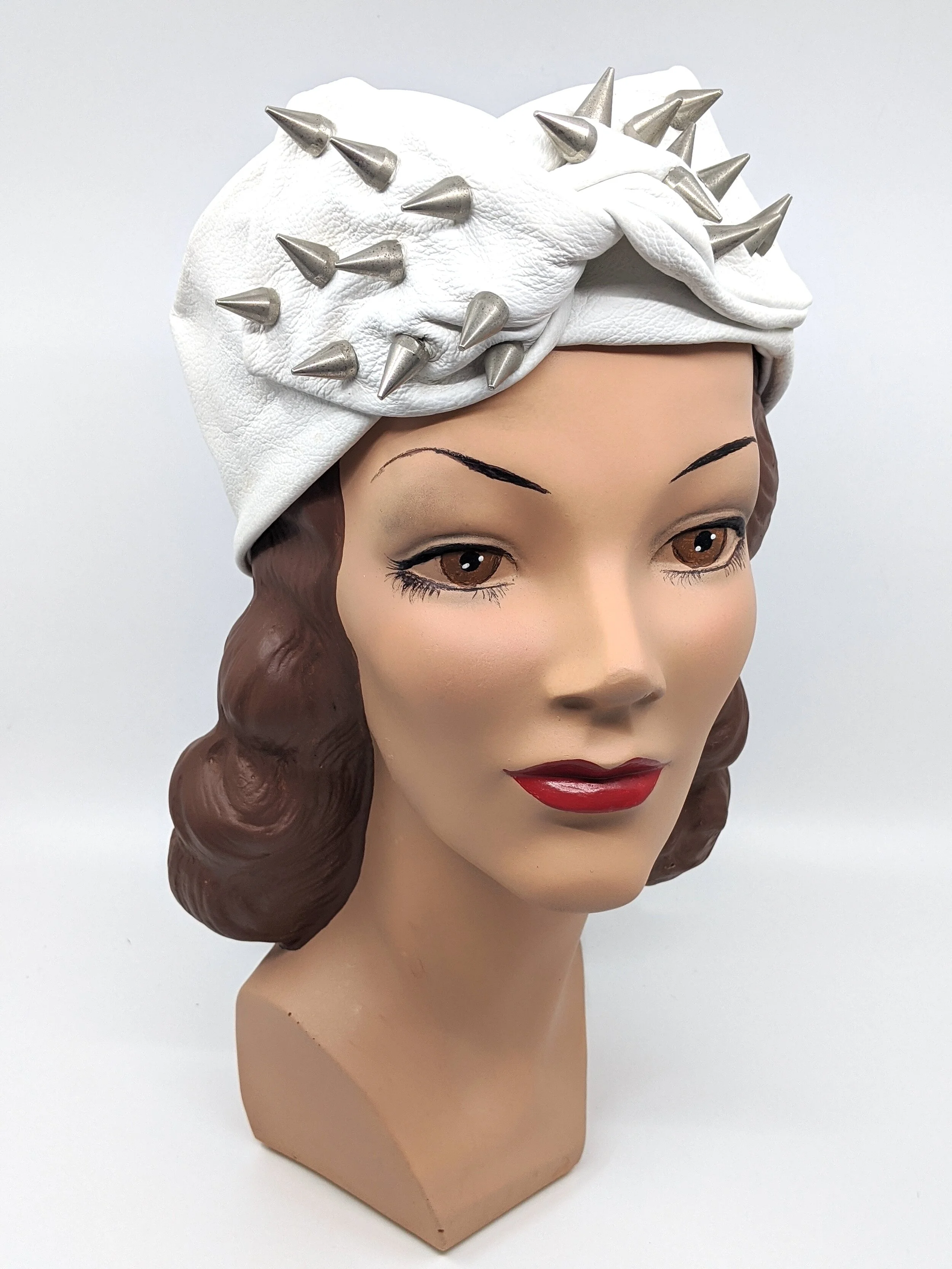The House Of Hats Rock Chic White Leather Headpiece Millinery Sydney .jpg