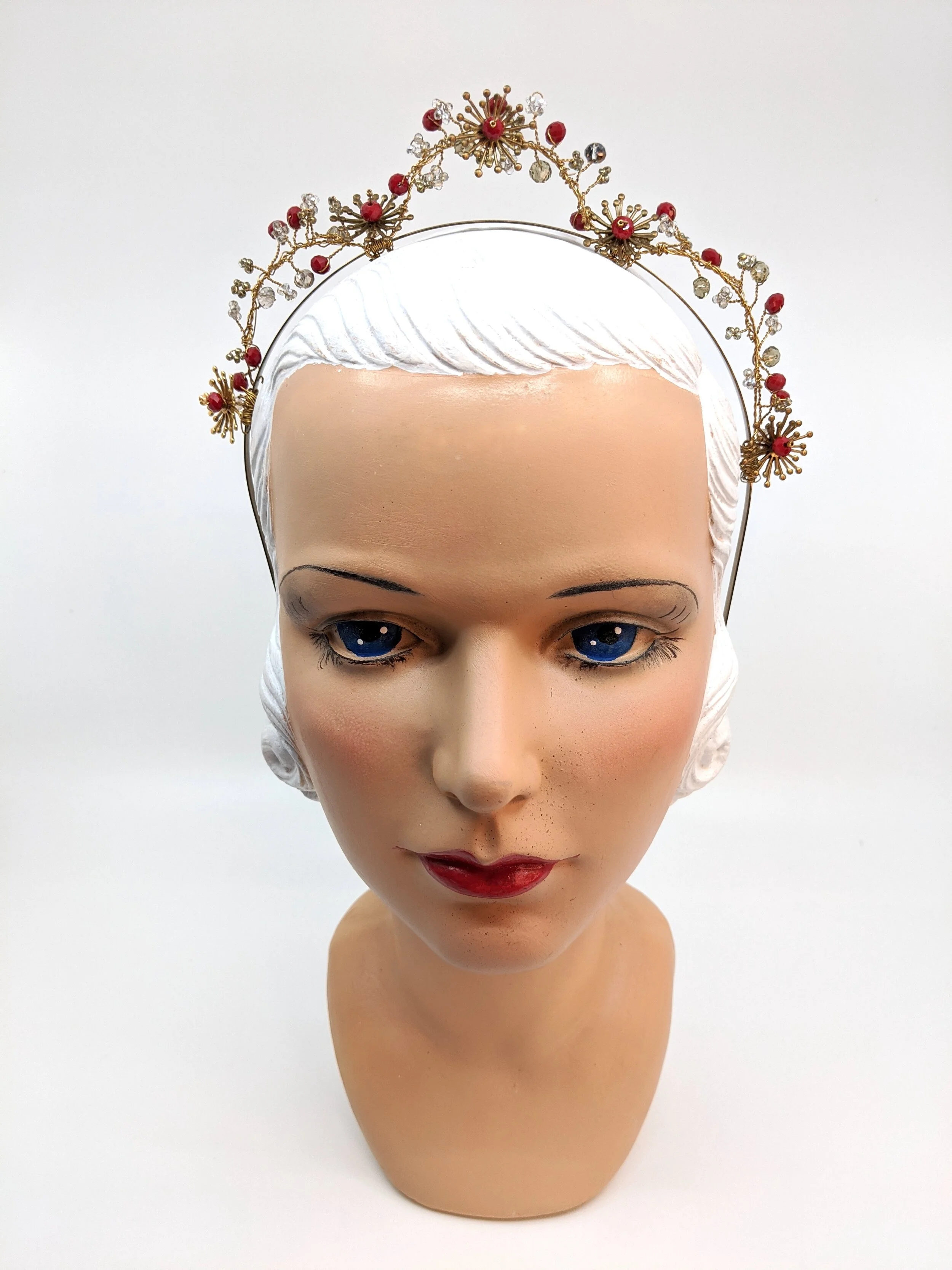 ' MAJESTIC ' Gold Brass Swarovski 1930s Style Bridal Crown - Made to Order
