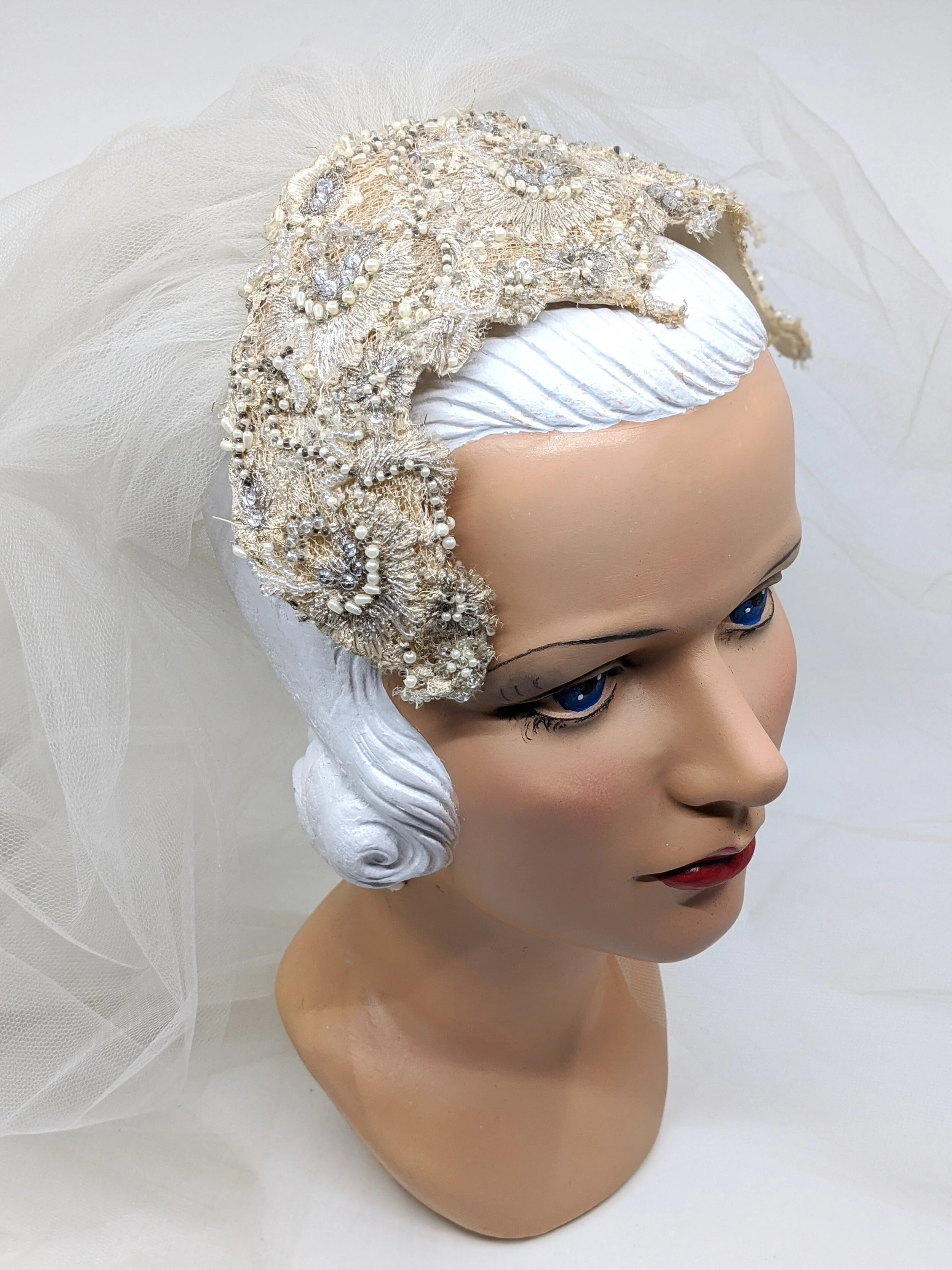 ' ETERNAL LOVE ' Antique Lace Headpiece - Made to Order - As seen in Harpers Bazaar/Russh