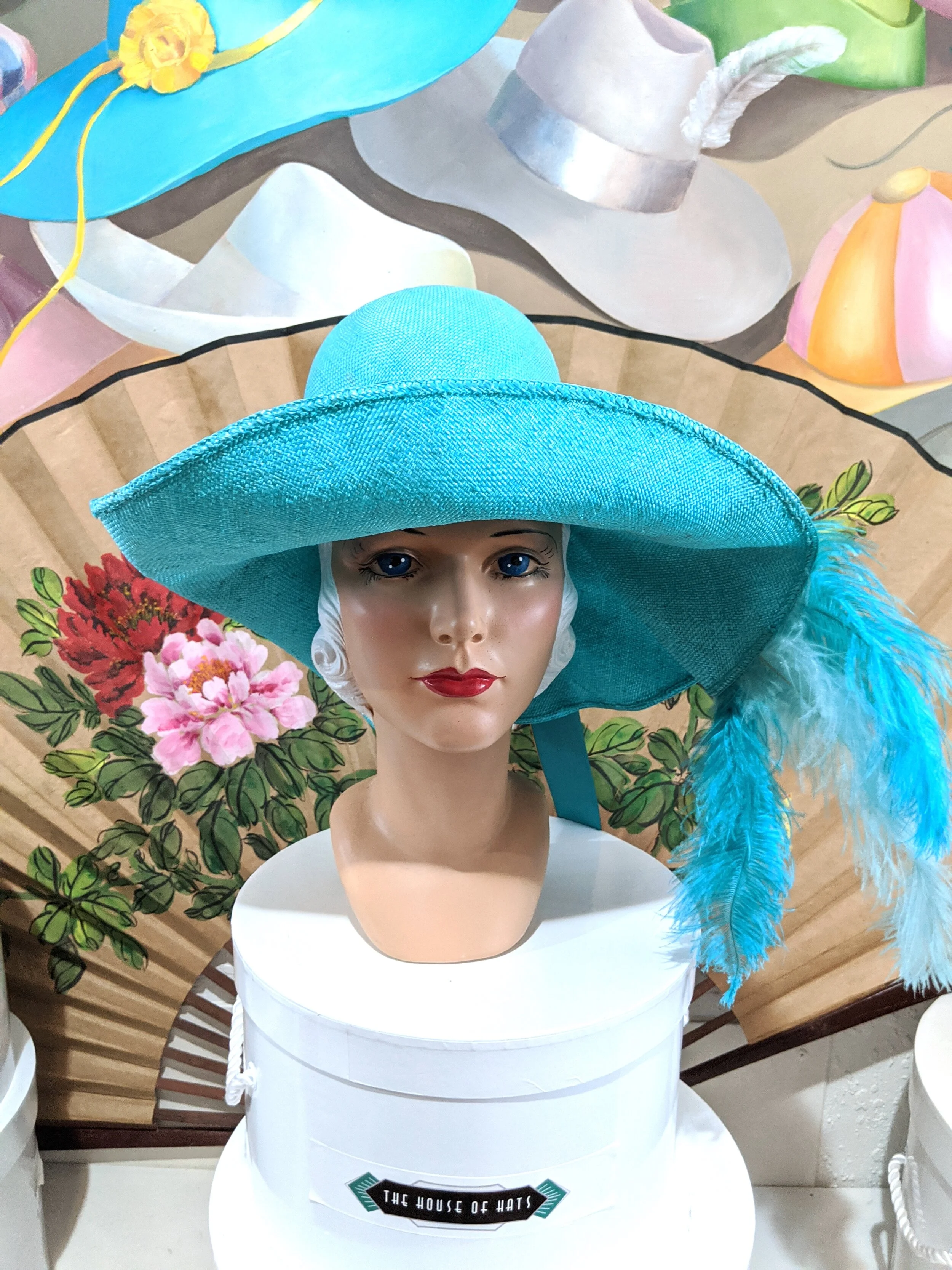 DAYDREAMER-  60s style  Aqua Straw Hat