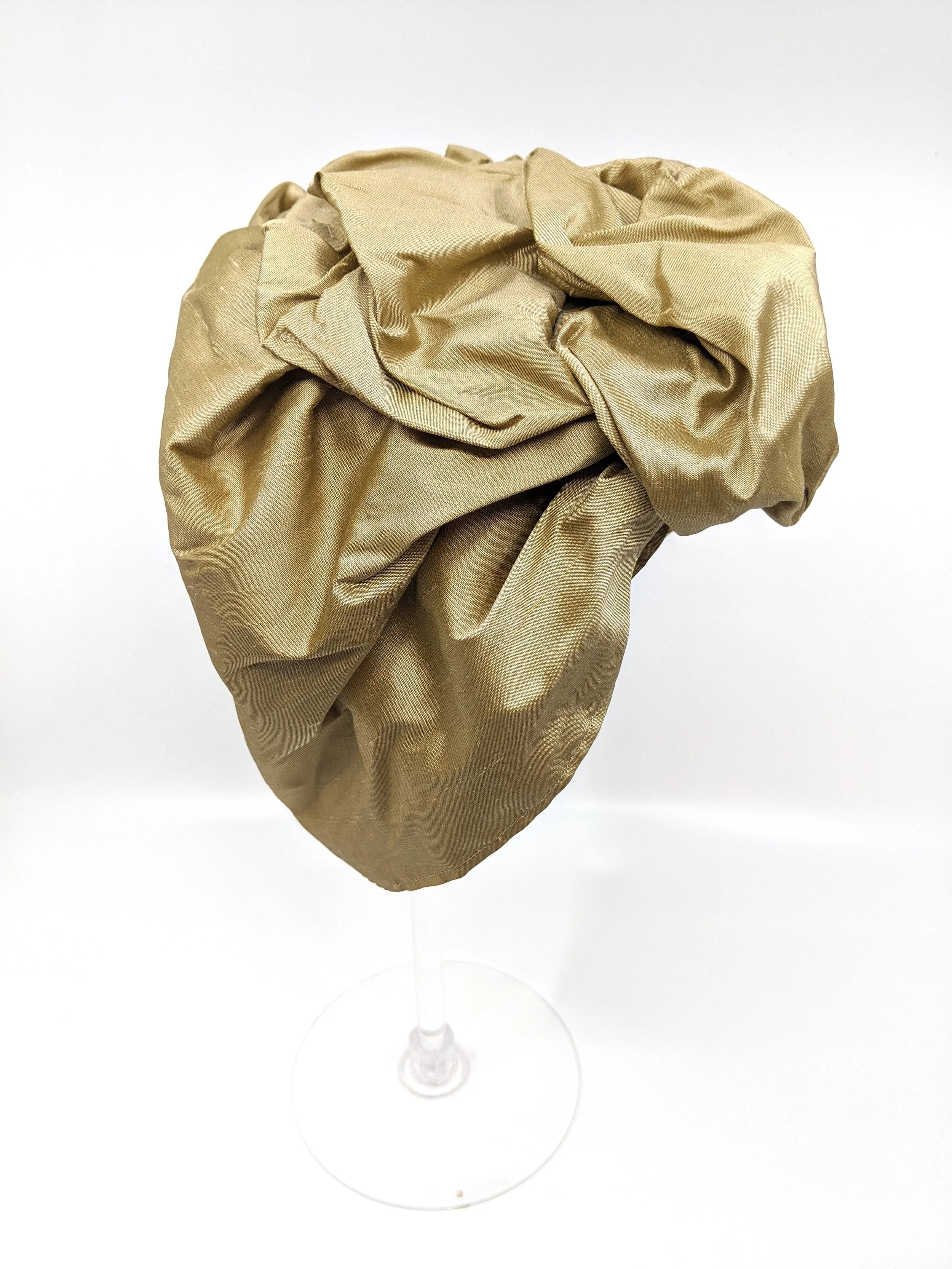 The House of Hats Gold silk Turban Millinery Australia .jpg