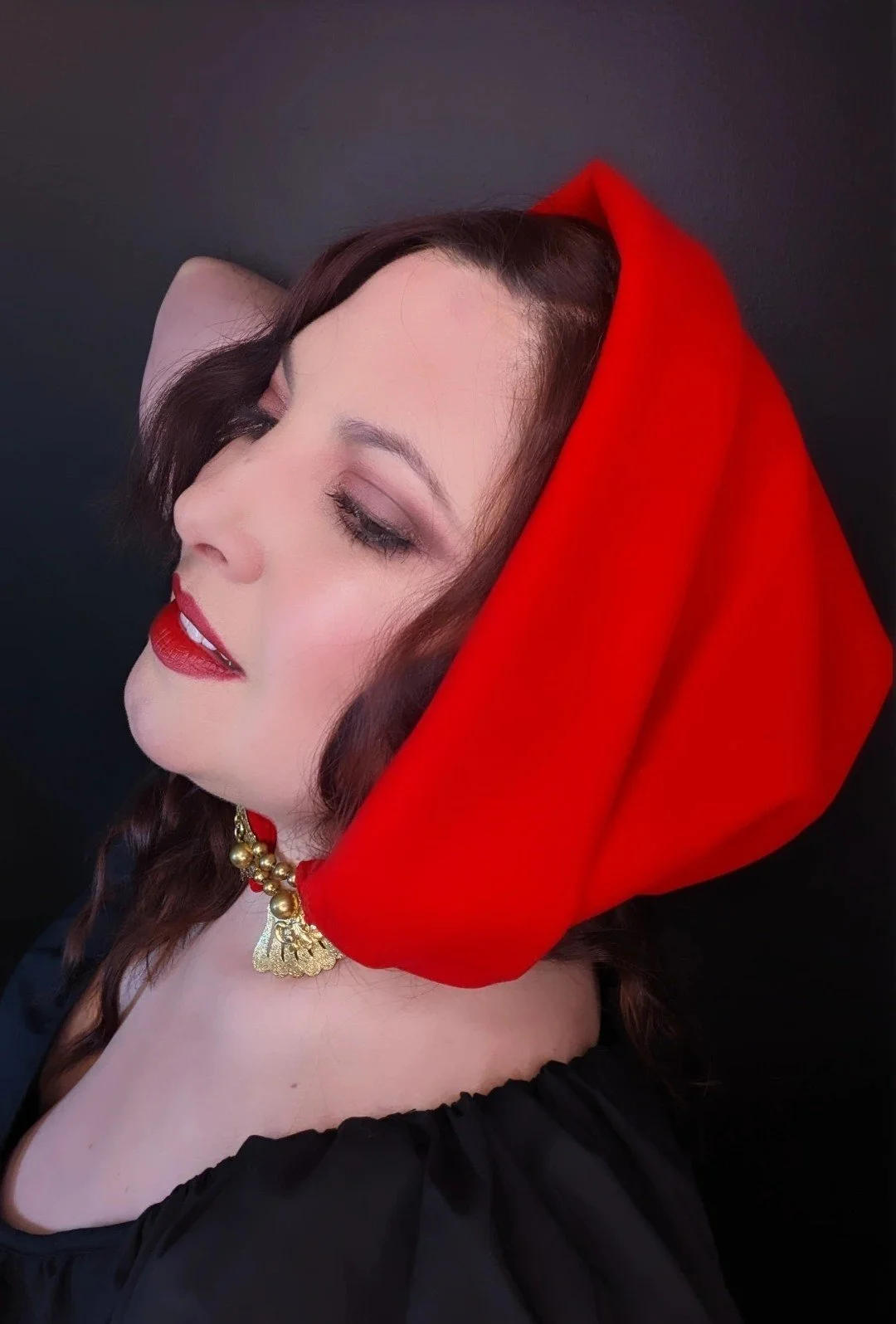 GRACE VELVET HOOD - Crimson - Made To order