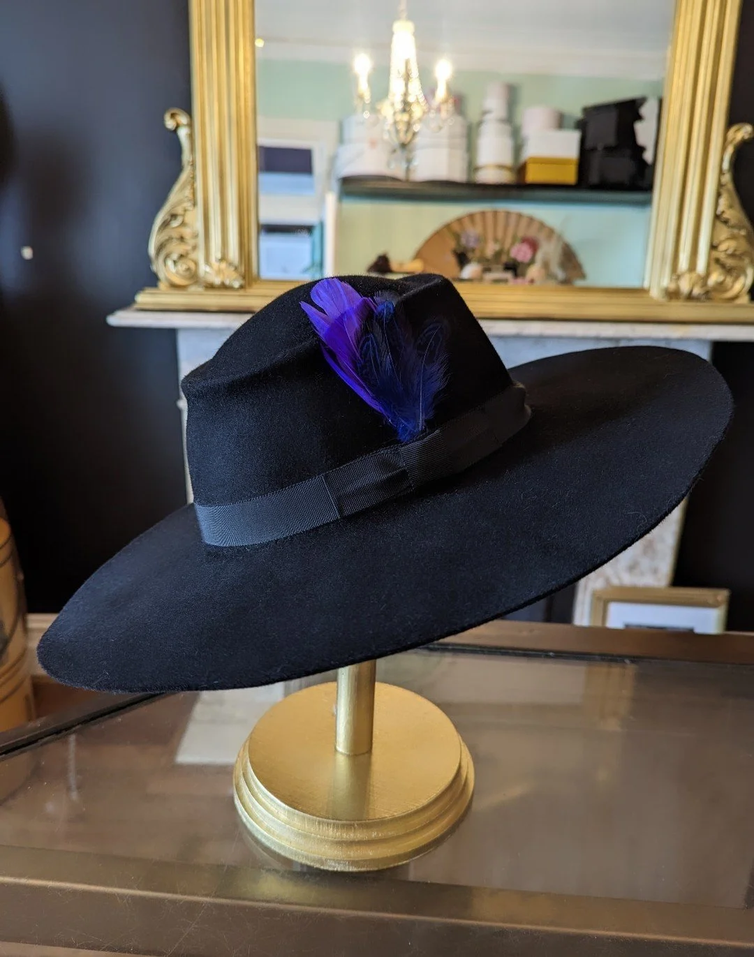 THE STYLISH  GENTLEMAN  - Black Fur Felt  Wide Brim Hat/Custom Made