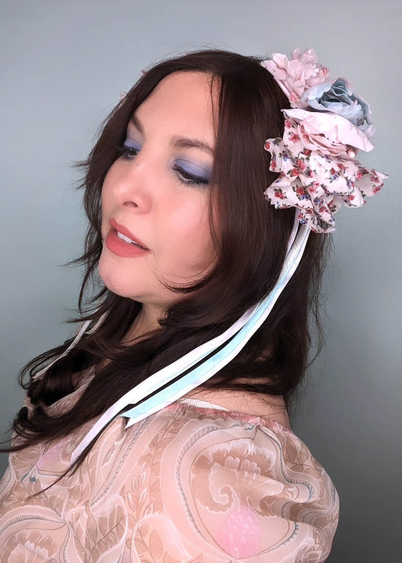 Vintage floral fabric flower headpiece handmade Sydney Millinery