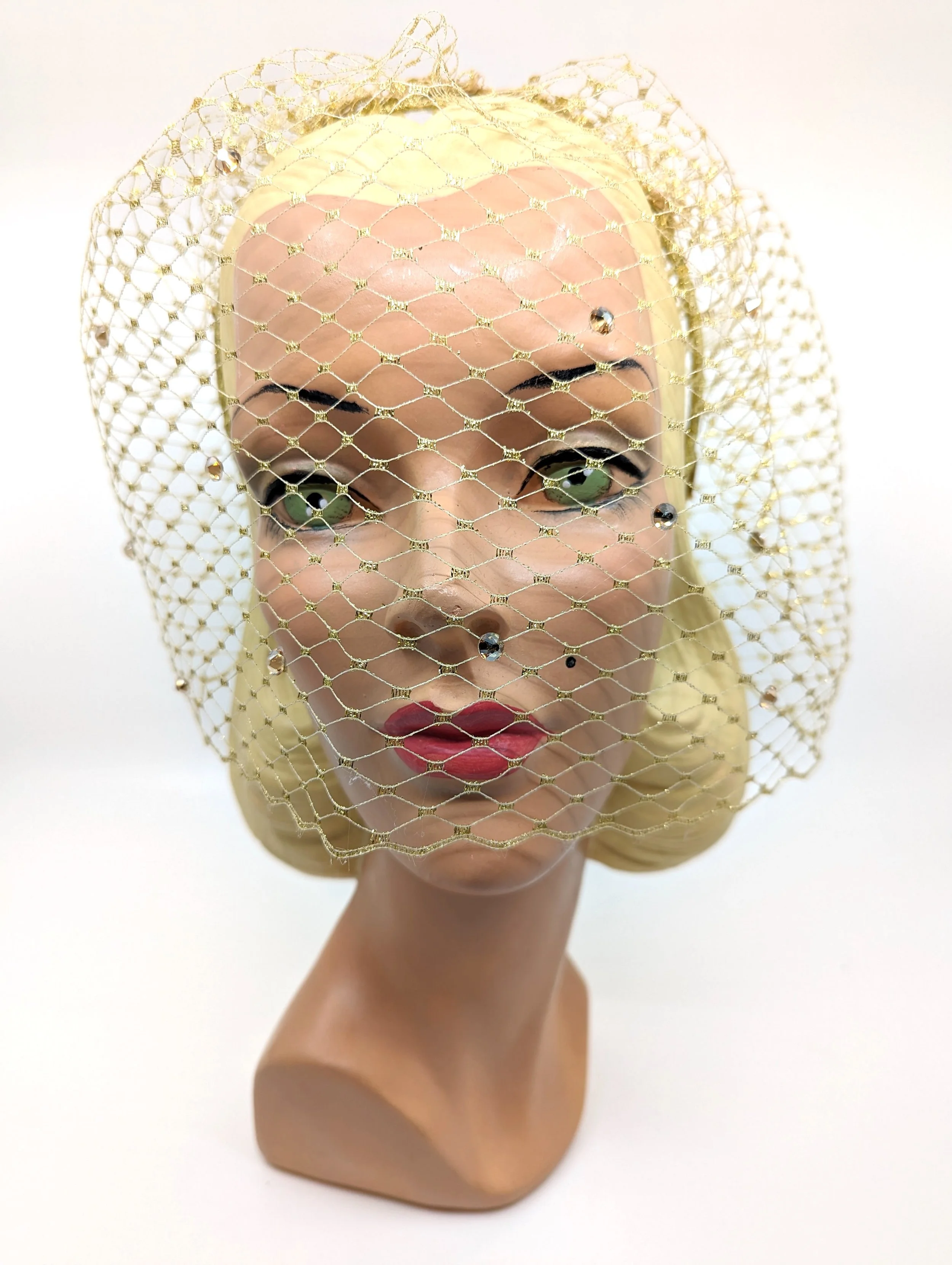 Gold Rhinestone Veil Headpiece Millinery Sydney