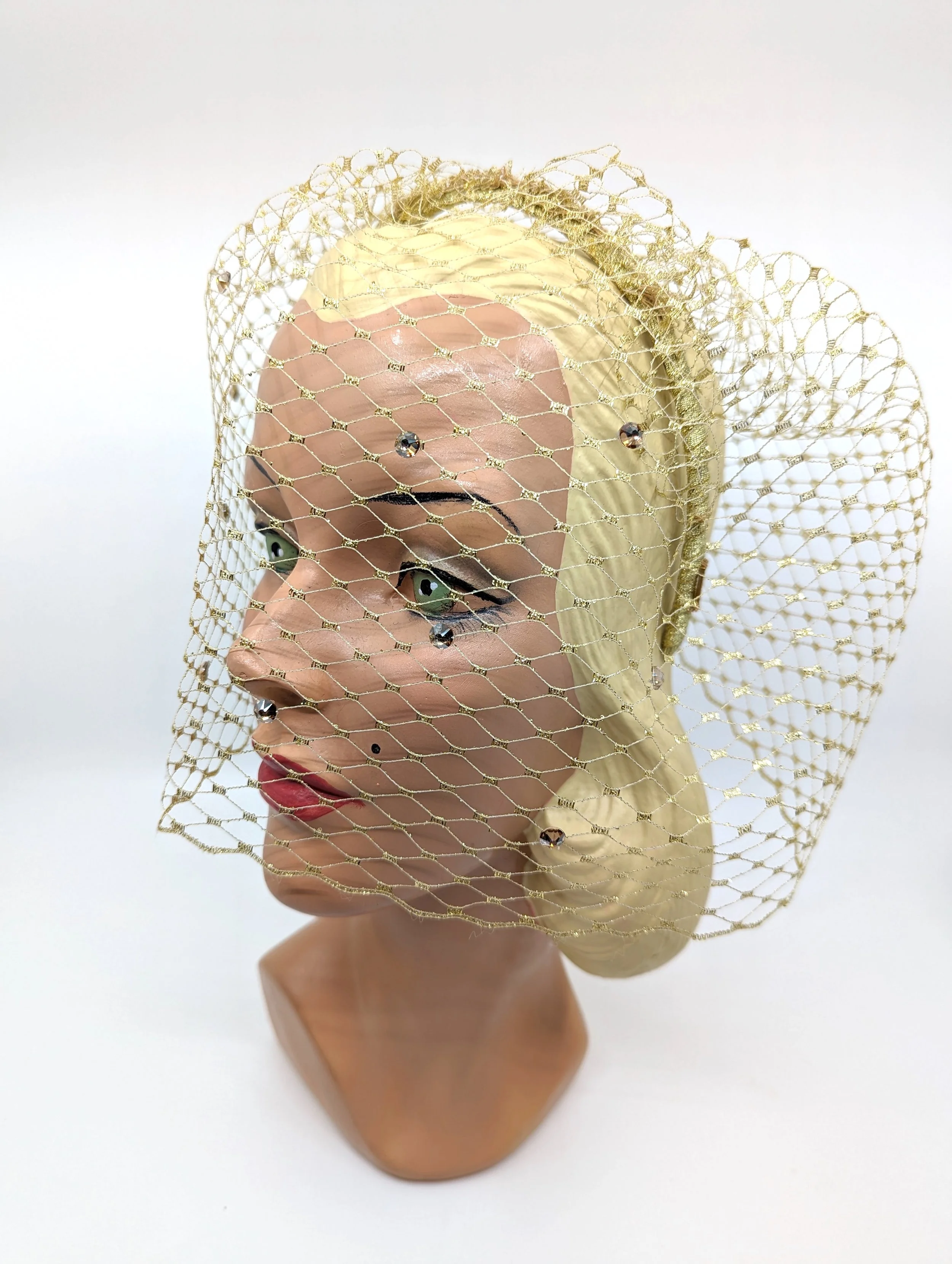 Gold Rhinestone Veil Headpiece Millinery Sydney
