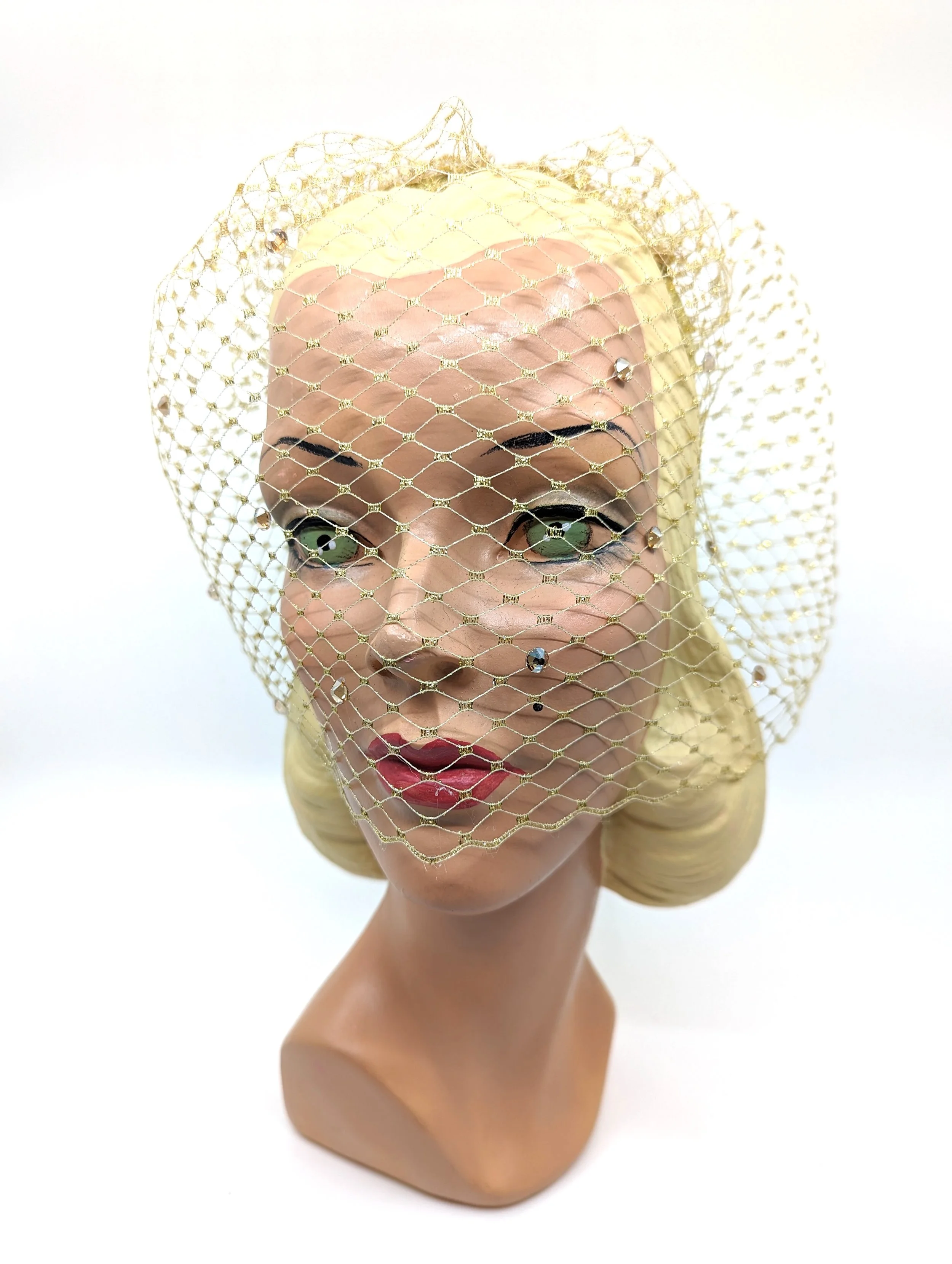 Gold Rhinestone Veil Headpiece Millinery Sydney