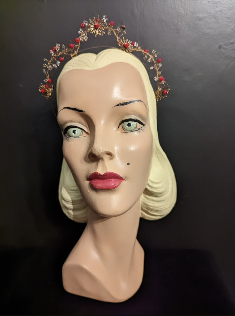 Brass Bridal Crown 1930s Style Tiara Vintage Style Brass Gold Raised