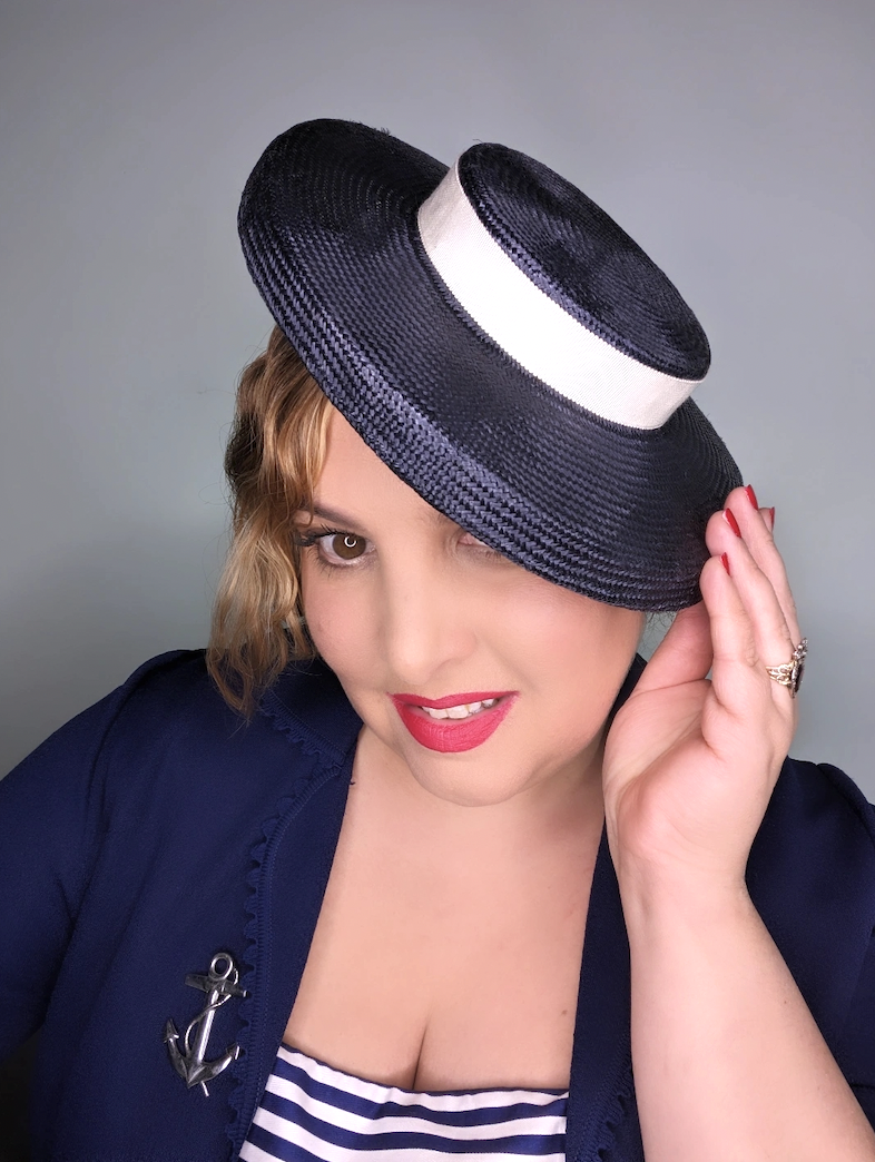 AHOY Mini Straw Boater- French Navy