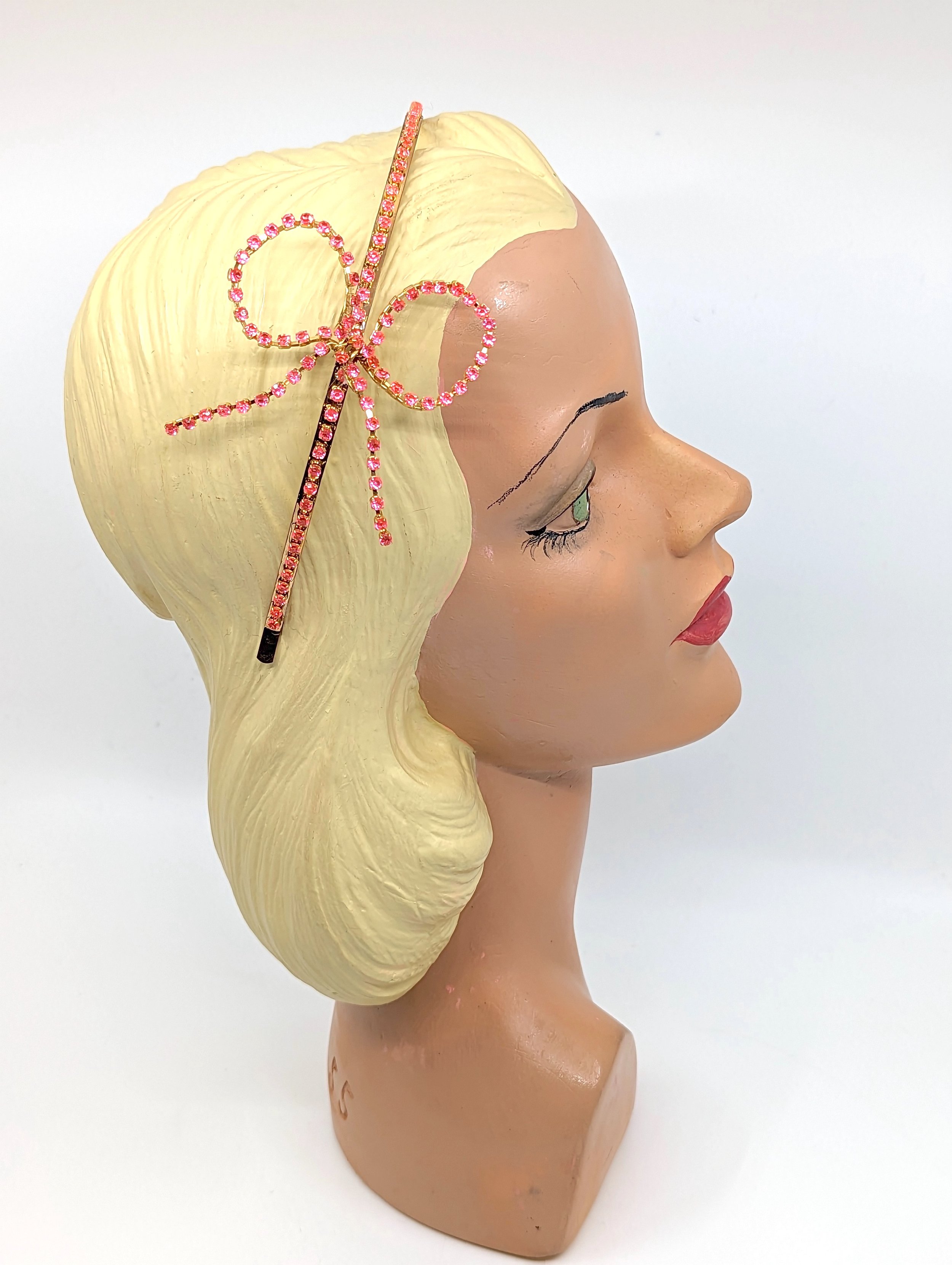 The House Of  Hats Bows lover Pink Rhinestone Headband Millienry Australia Desigener Hair Accessoires Australia .jpg