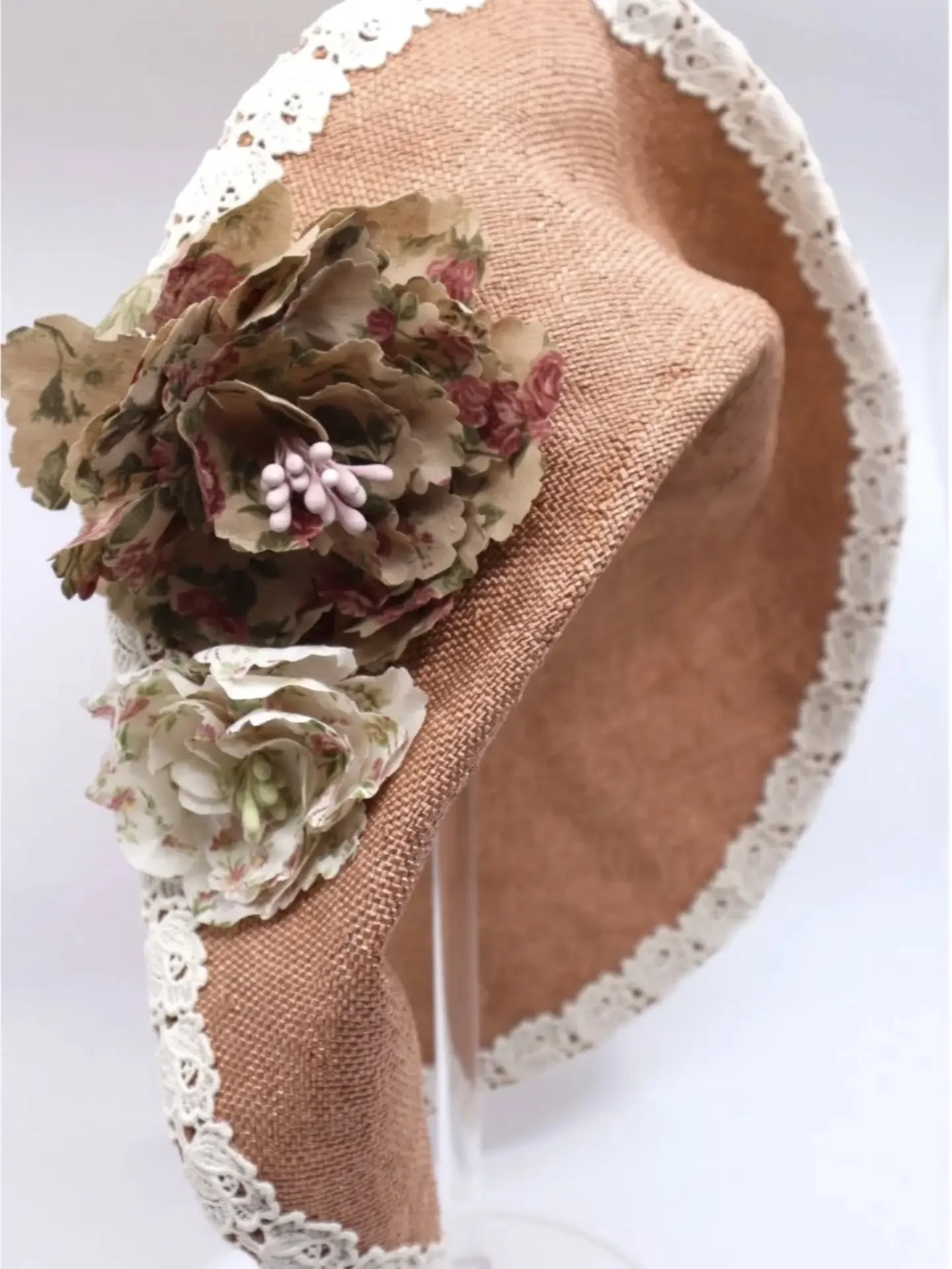 COUNTRY CHARMER -🌸 A bit shabby chic, a bit whimsy&mdash;this vintage-inspired hat brings romantic florals, delicate lace, .all wrapped up in one very pretty hat...🌸🌸🌸

#handmadehats #shabbychicstyle #whimsicalfashion #hatshop #womenshats
