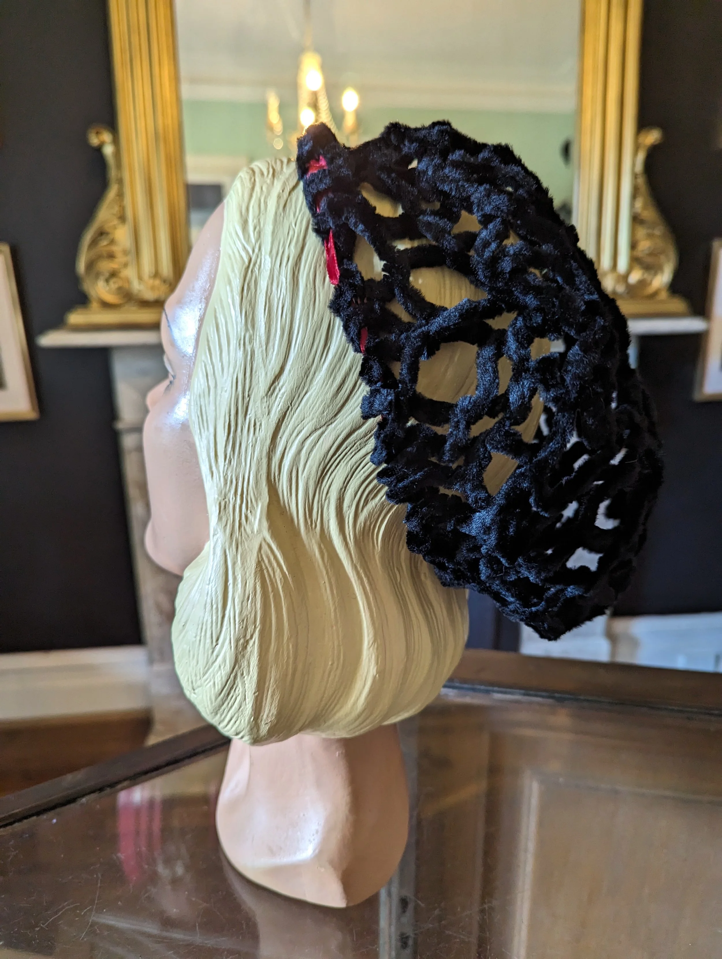 The House of Hats Midnight Rose Black Snood Winter Beret Velvet Flowers Hat Shop Australia .jpg