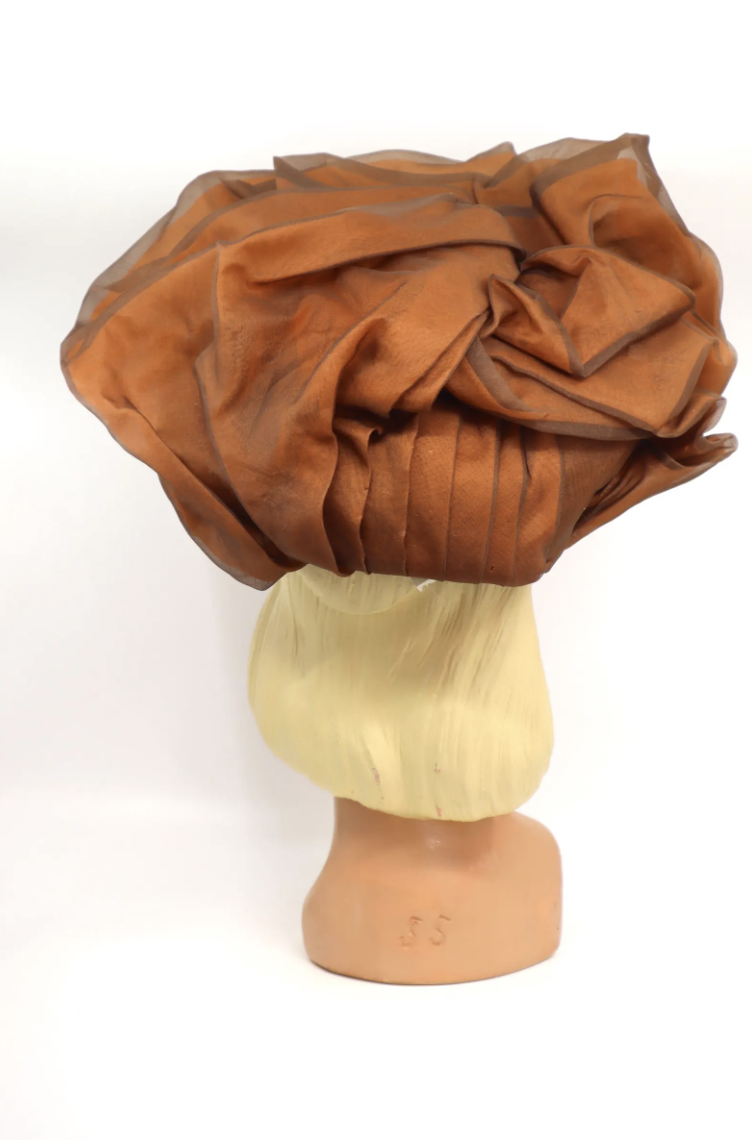 The House Of Hats Vintage 1950s Bronze Organza Cocktail Hat - Holstens Millinery Vintage Hat Shop Queensland Australia .png