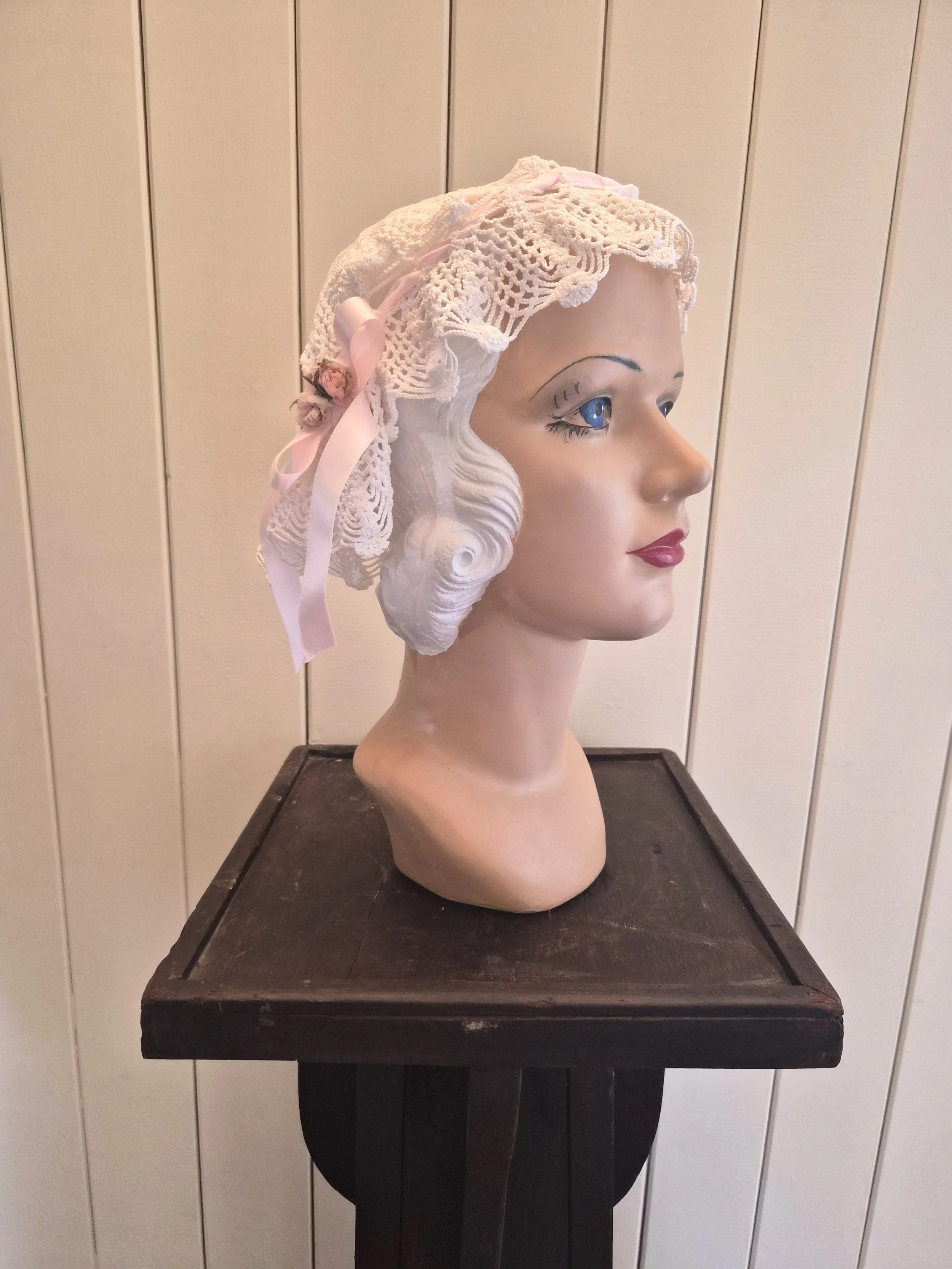 The House of Hats Boudior Cap Crochet lace hat Millinery Boho Lace  Headwear Australia .jpg