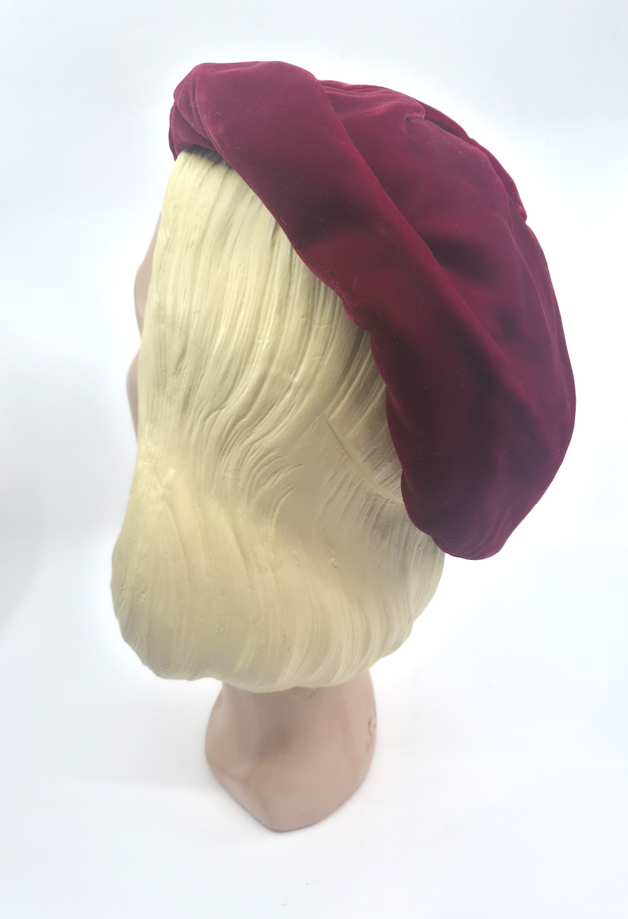 The House Of Hats Vintage 1950s Burgundy Velvet Draped Beret Hat | Hat Shop Queensland  Australia .png