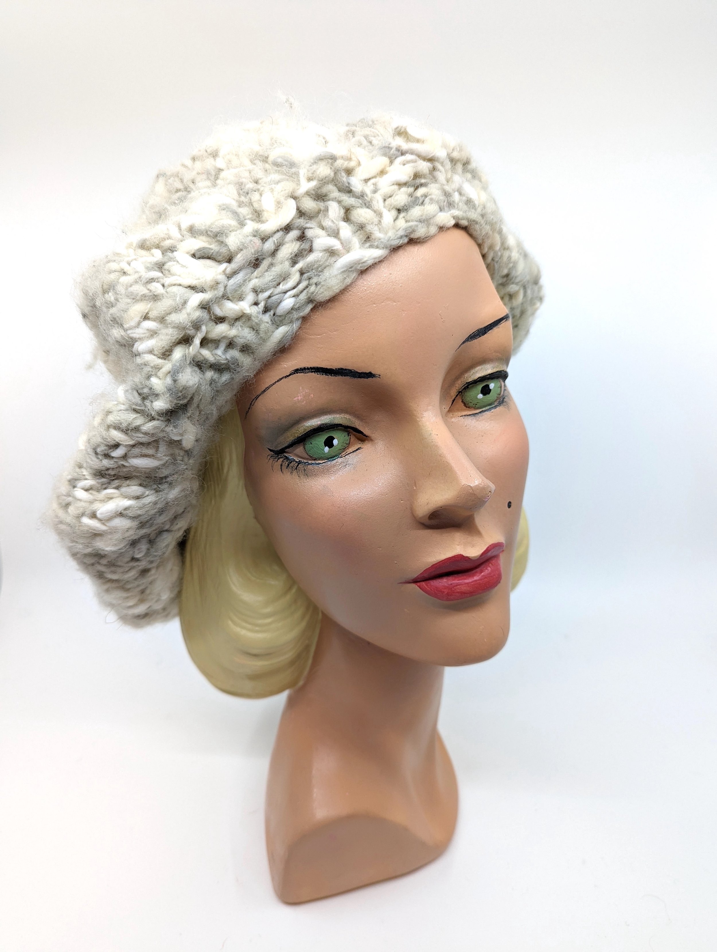 The House of Hats Snowflake white & grey knitted beret Handmade hats Australia .jpg