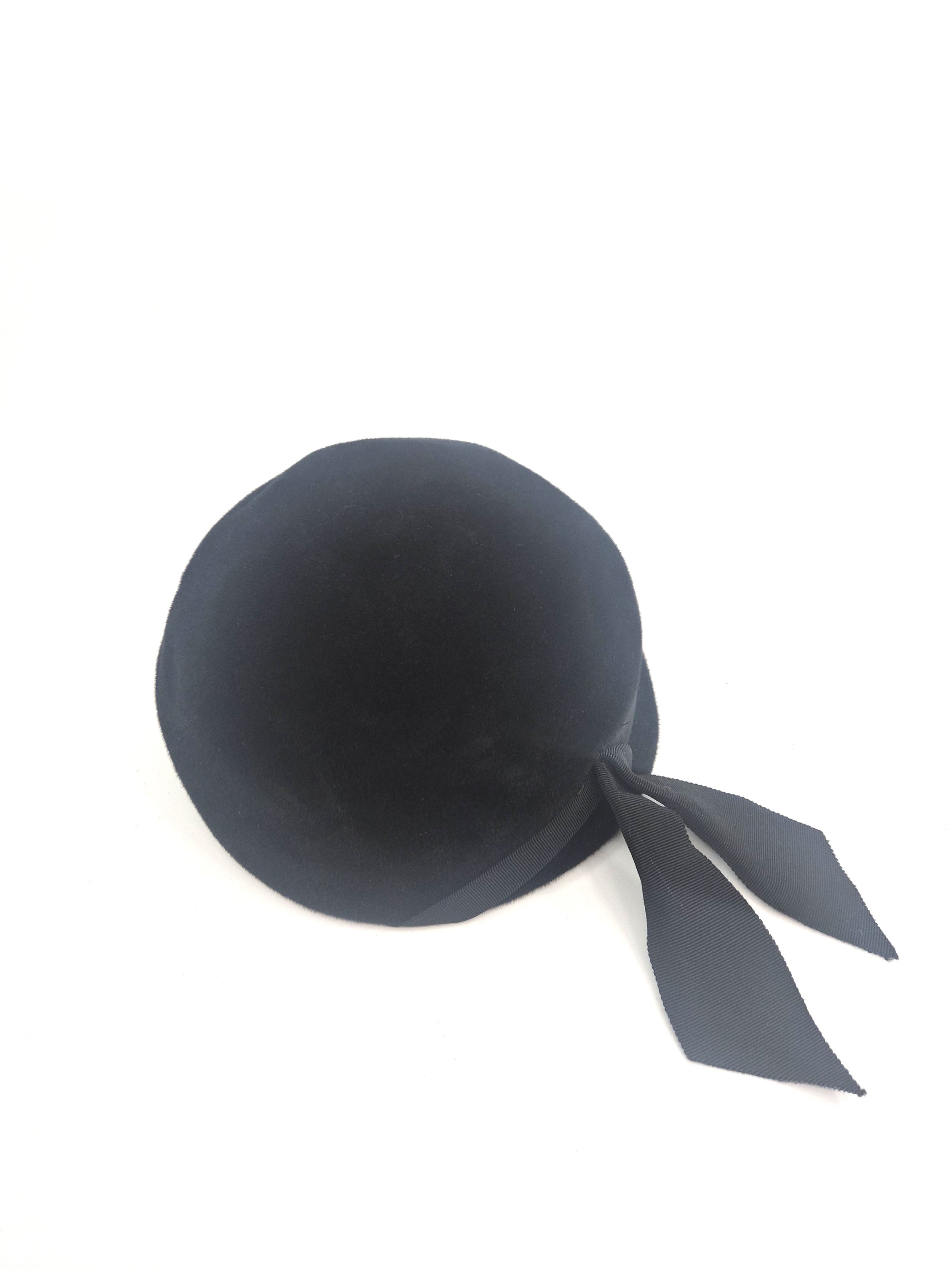 The House Of Hats 1950s  Black Fur Felt Half Hat Vintage Hats Australia .jpg