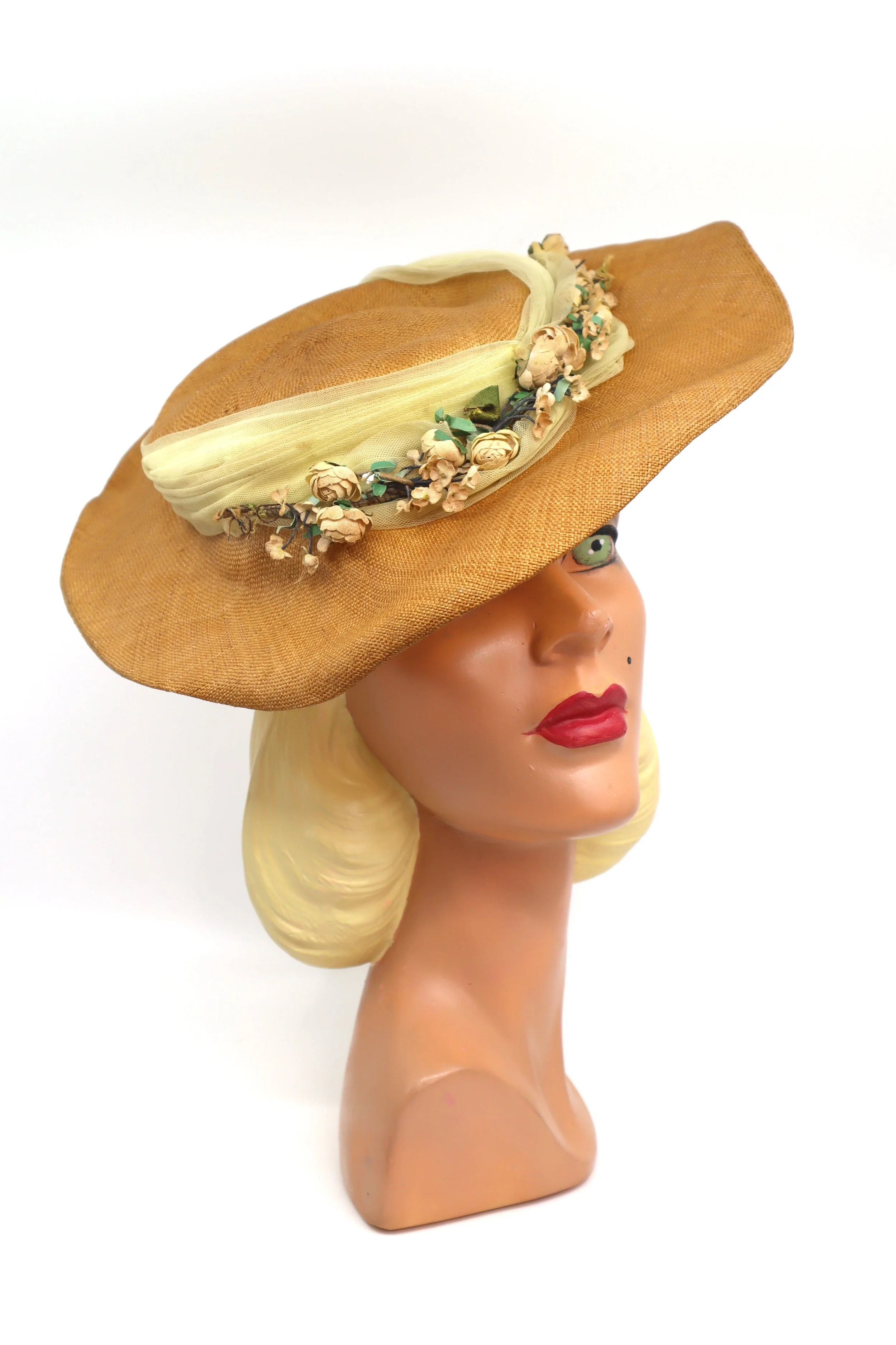 The House Of Hats 1950s Floral Straw hat Vintage Hats Australia .JPG