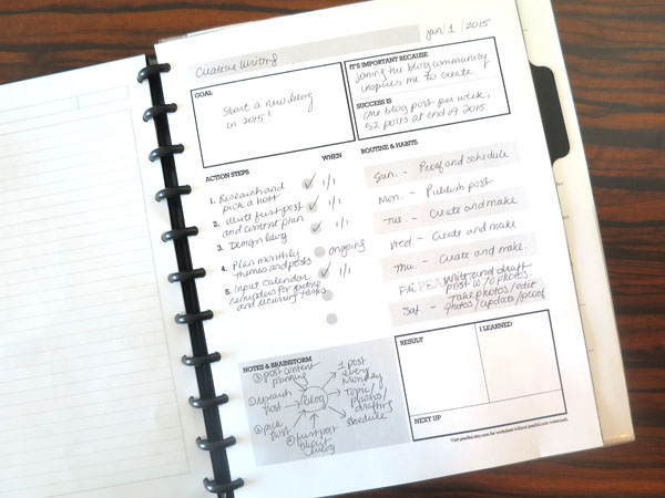 Designed by Pearl Lui: Free Download Goal Setting Worksheet for Action Planning and Successful Habit Building with Disc-Bound Margins