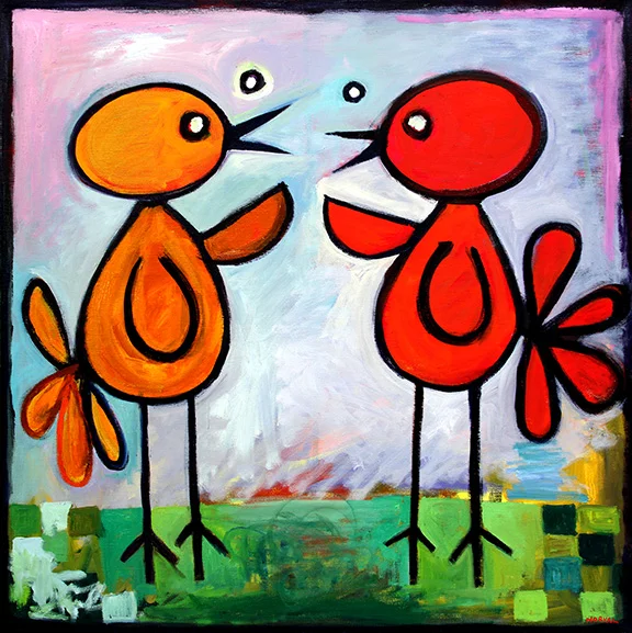 two chicks engaged in lively conversation - web.jpg