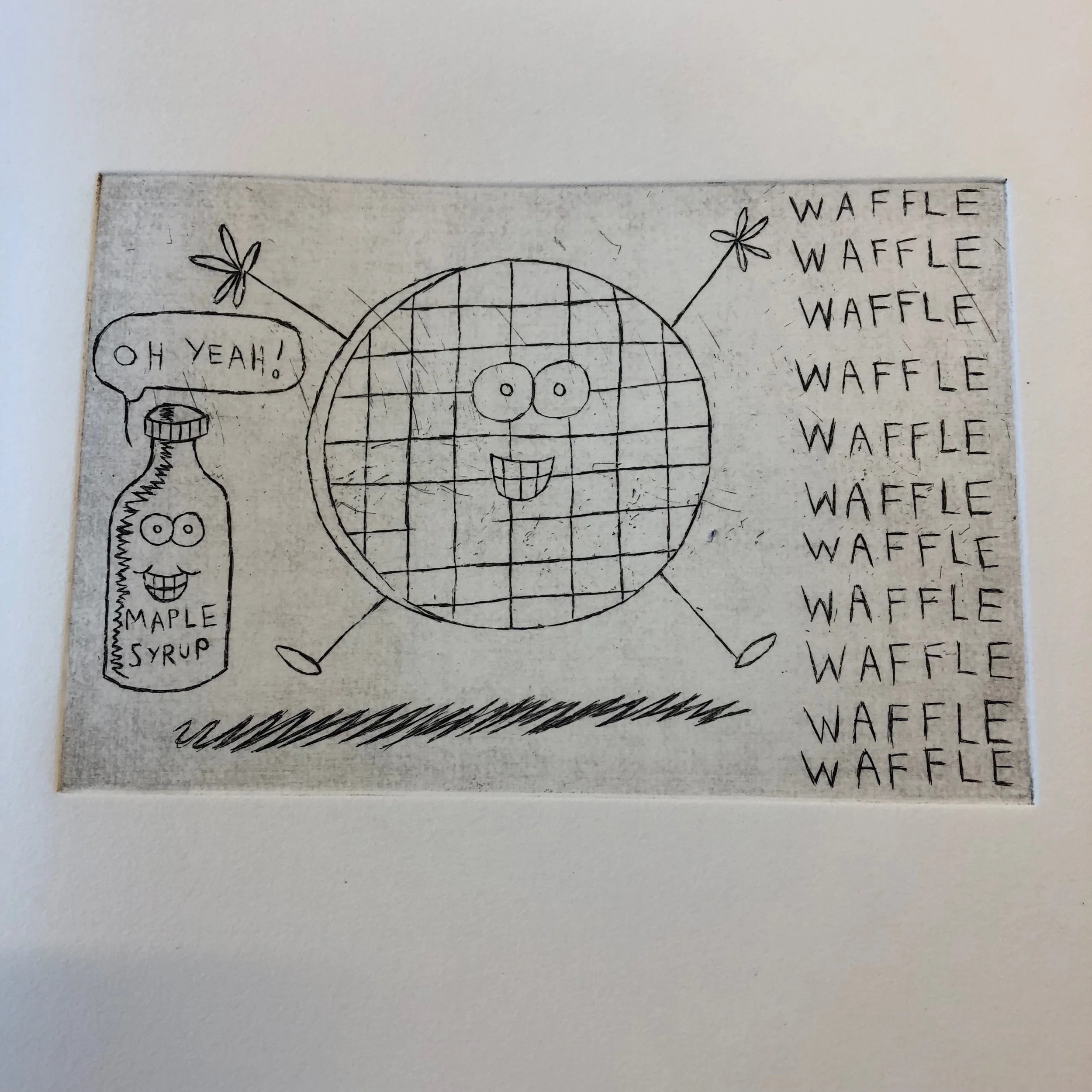 Waffle print - 1st state. I missed a line so I went back with some hard ground and added some more linework to it.