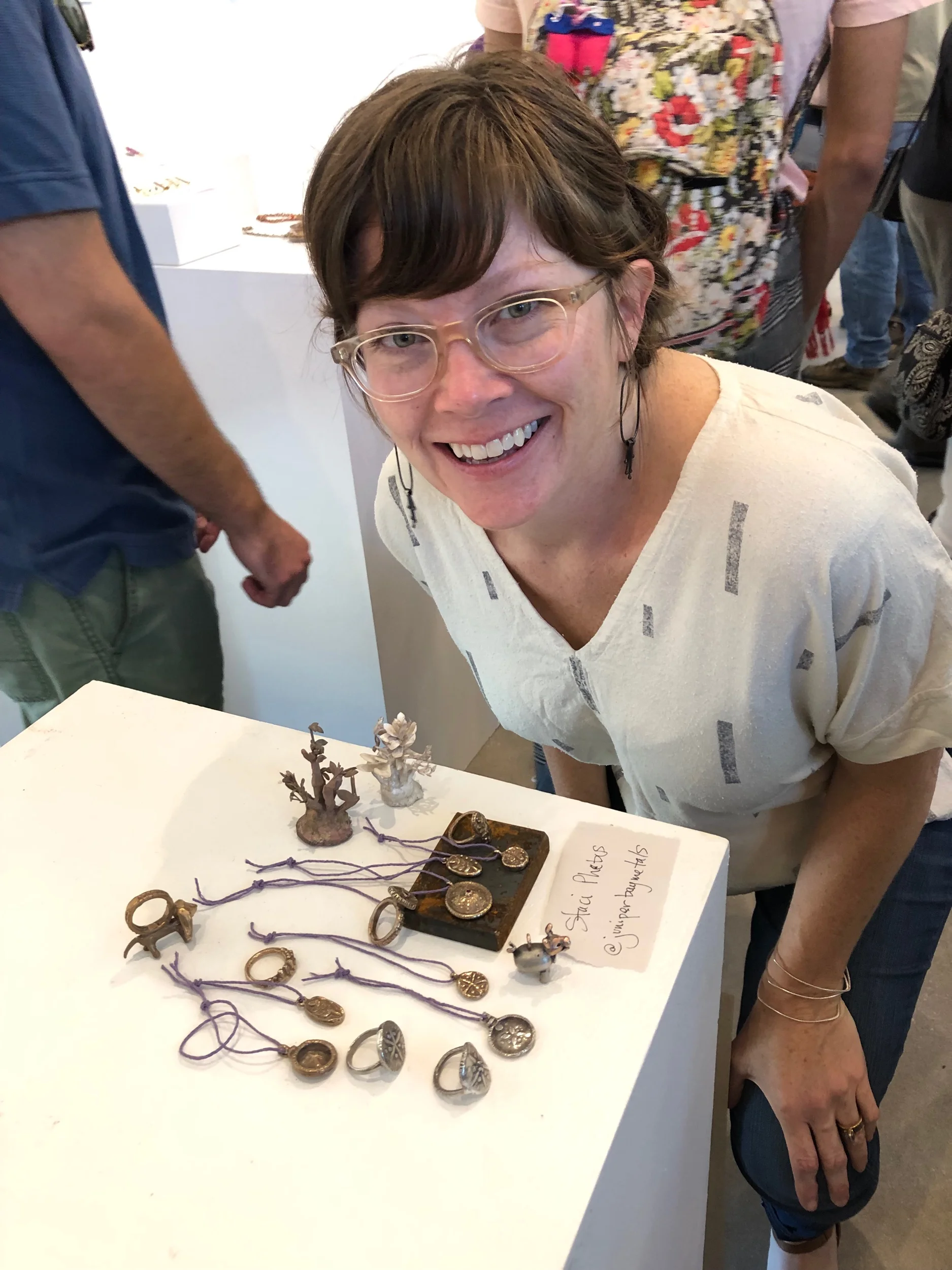 My friend and neighbor, Staci Sawyer, and her amazing cast jewelry.