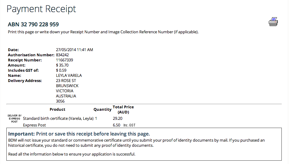 Birth Certificate Reprint Receipt - Leyla Varela.png