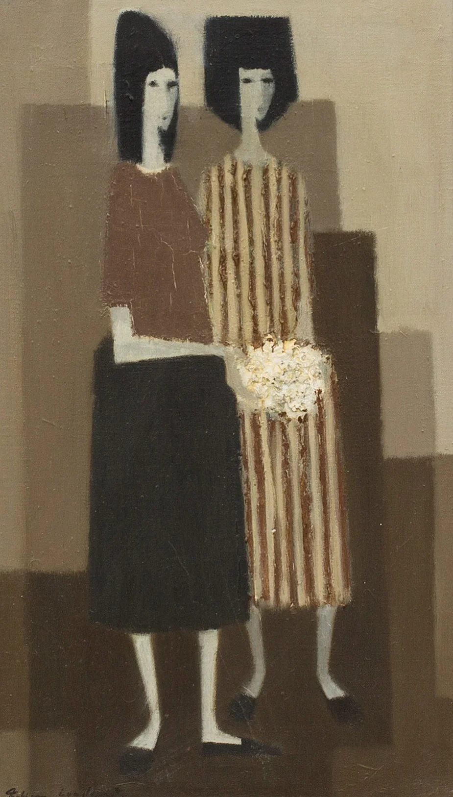 FABIAN LUNDQVIST, oil on canvas, signed Två kvinnor 31x53 cm266tMo.jpg