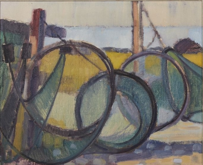 'Nät på tork' by Karl-Axel Gadd (Sweden, 1910–1997) oil on canvas signed and dated '55' 46 x 54cm AU $XXX inquire here